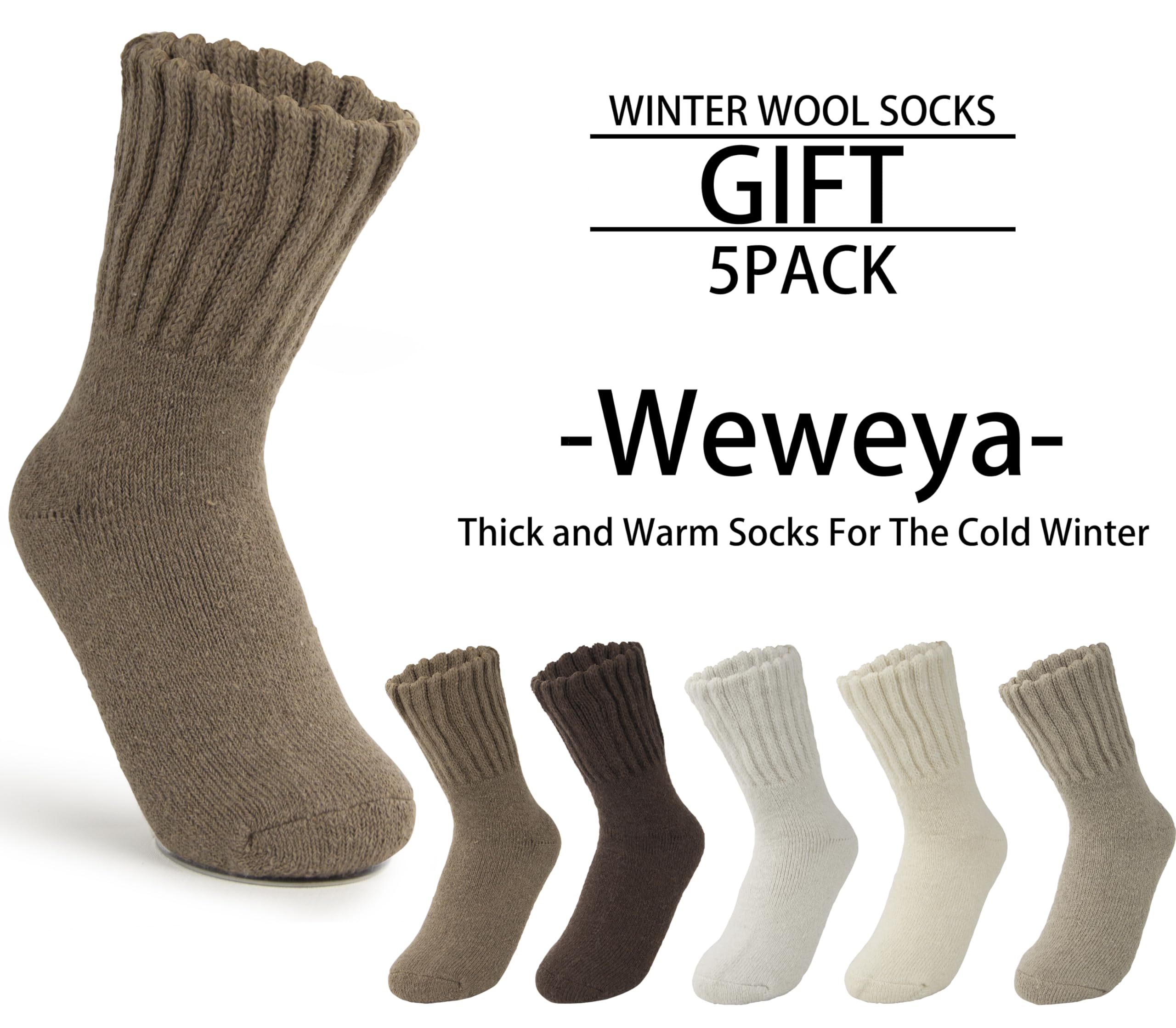 Weweya Women's Thick Winter Knit Boot Socks - Warm Wool Socks for Cold Weather - Perfect Gift for Her - Ideal for Snow Boots, Hiking & Indoor Comfort