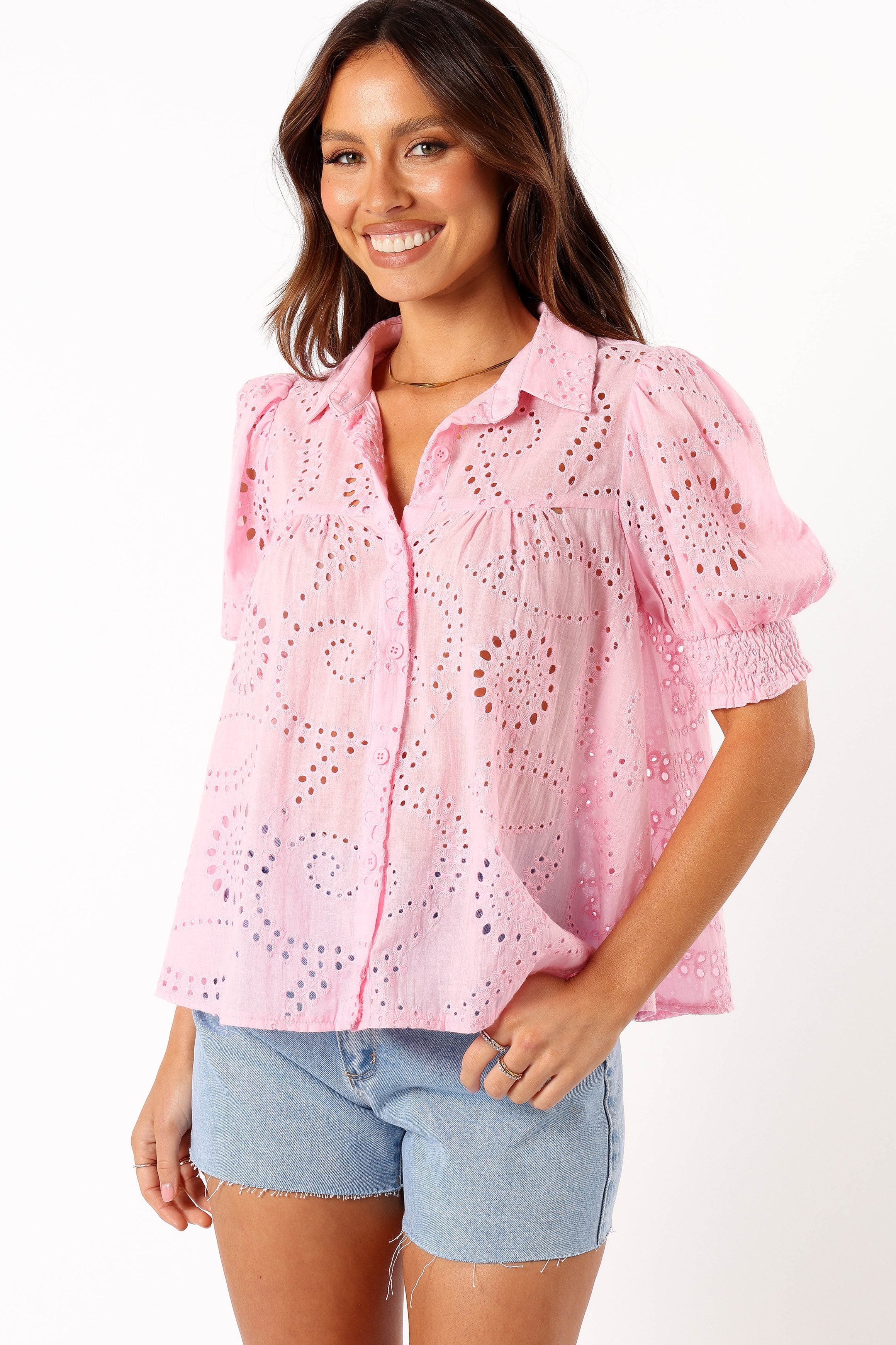 Janelle Women's Casual Pink Top - Flowy Blouse for Summer, Office, and Date Night Outfits
