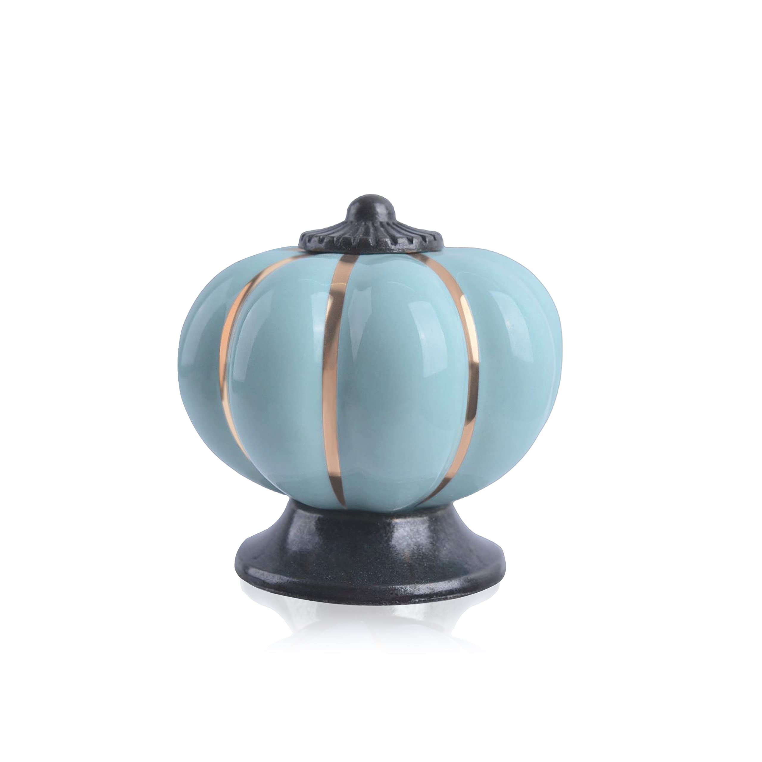 Wolfteeth Fall Decor Pumpkin Cabinet Knobs - Ceramic Drawer Pulls for Kitchen Cabinets & Furniture (Sky Blue, 6-Pack) | Autumn Home Decor, Thanksgiving & Halloween Decorative Hardware