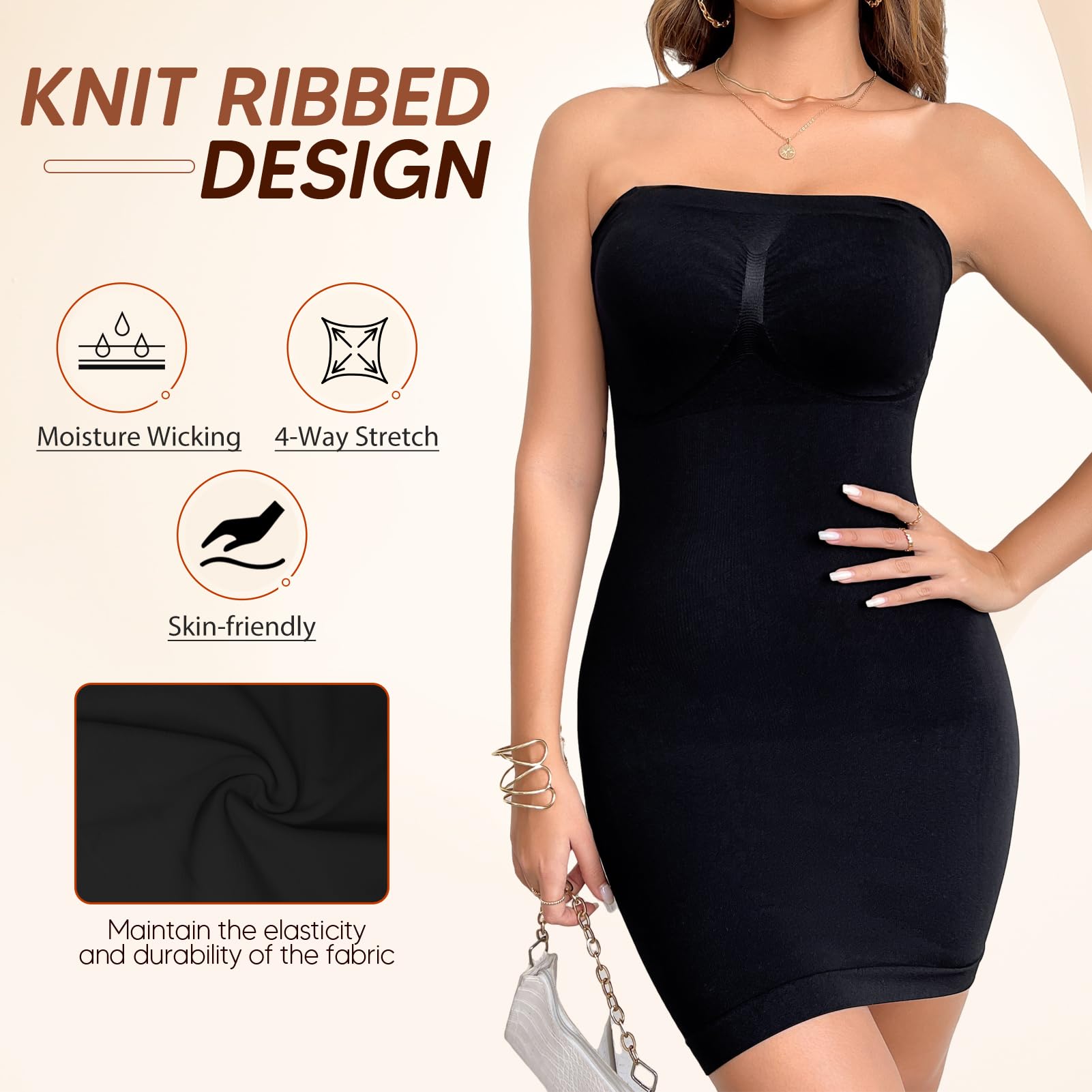 Seamless Shapewear Slip Dress for Women - Adjustable Strap Tummy Control Body Shaper for Slimming, Wedding & Evening Wear