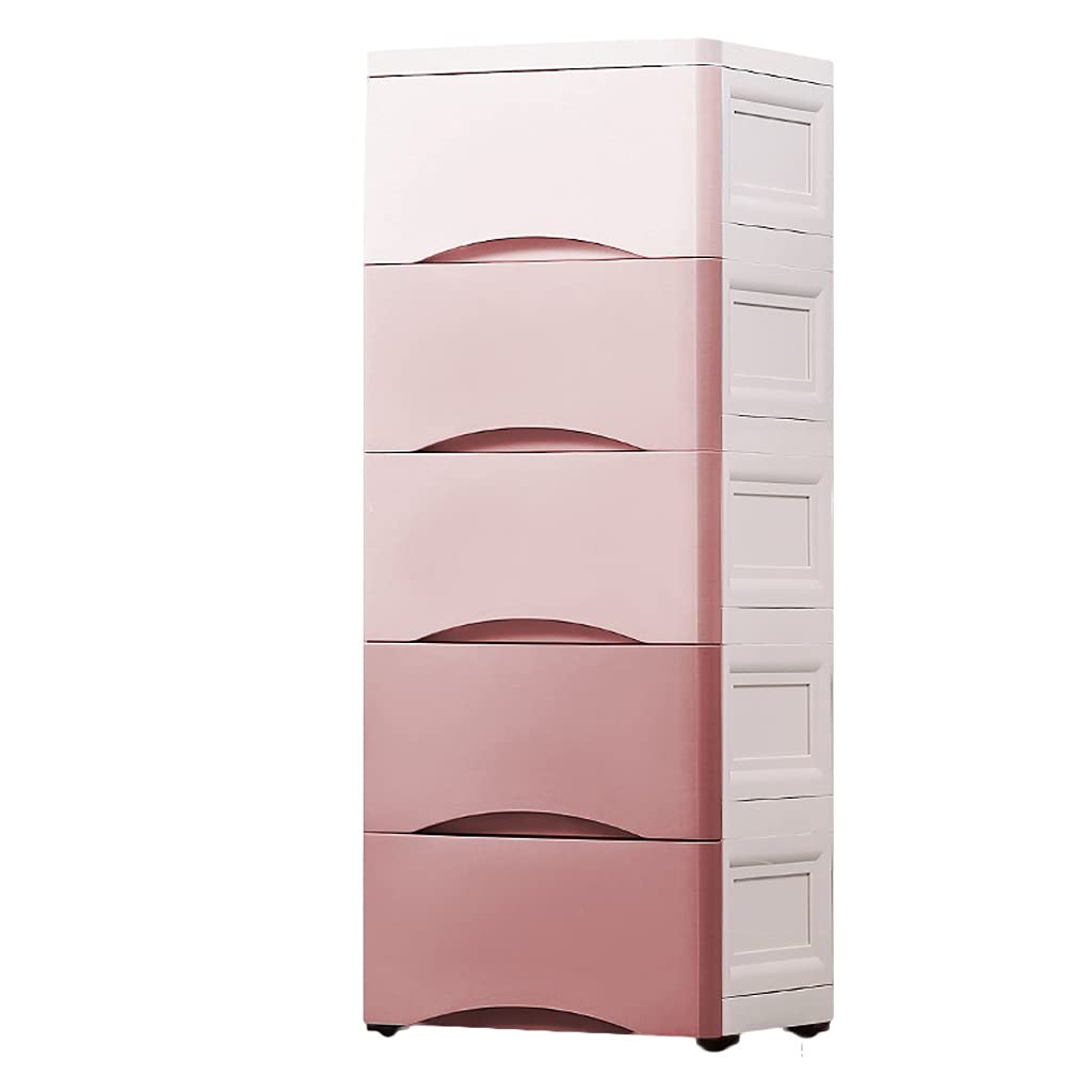 ZHAOSHUNLI 3-Tier Plastic Storage Cabinet with Thick Drawers - 39cm Large Capacity Wardrobe Organizer for Bedroom, Closet & Office (Gradient Pink) - Perfect for Clothes, Toys & Home Organization