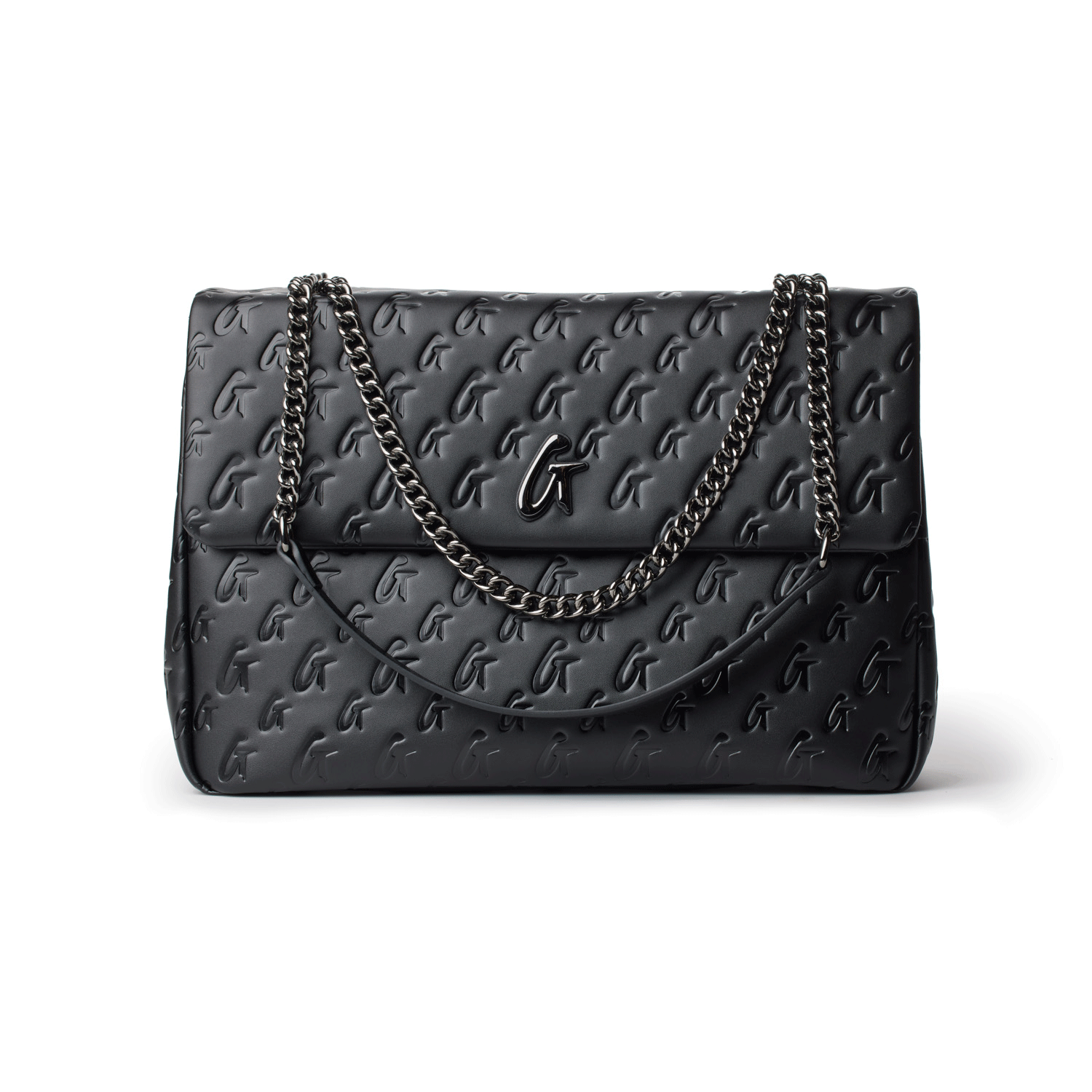 XL Monogram Flap Bag in Black - Stylish & Spacious Crossbody Purse for Women | Perfect for Work, Travel & Everyday Use