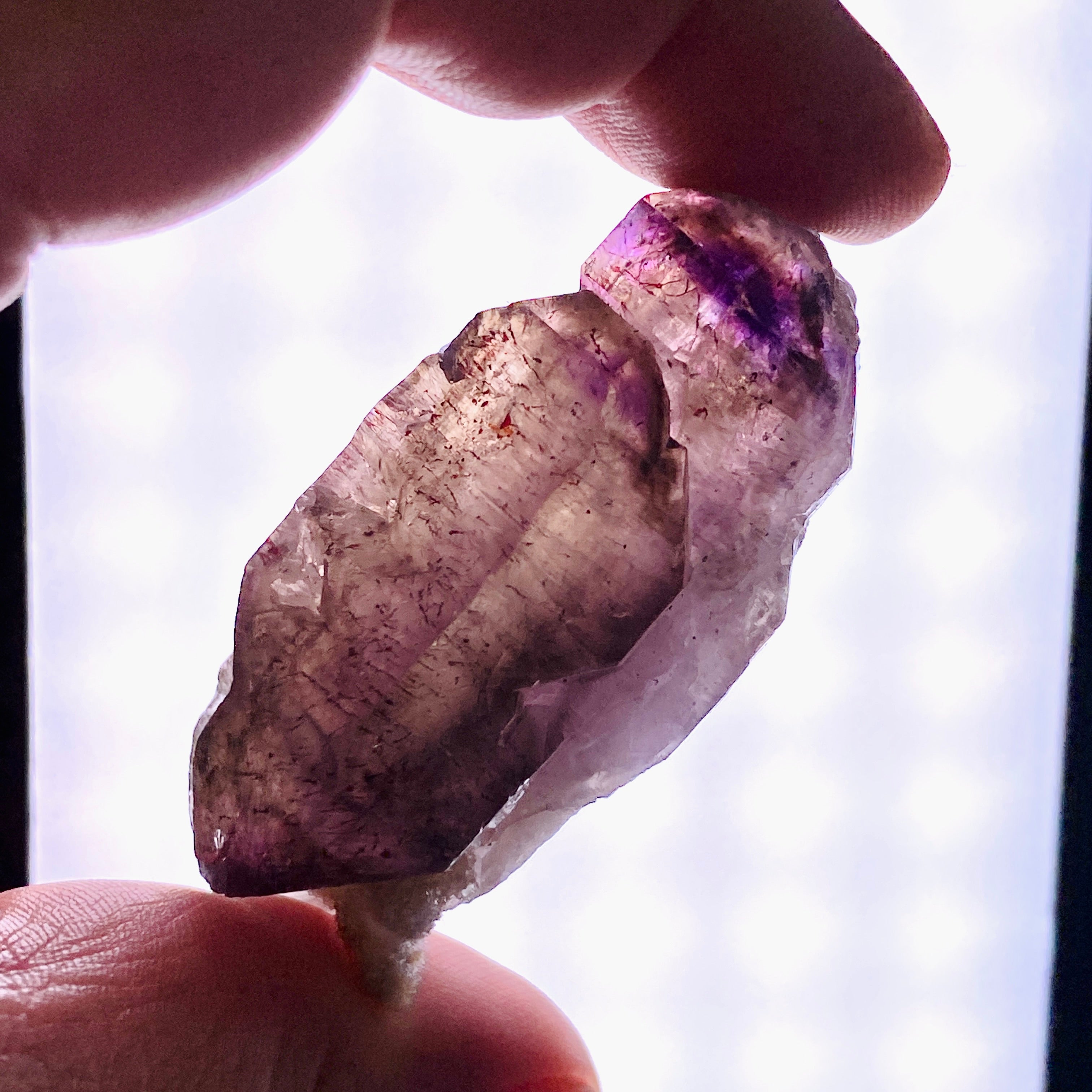 Natural Smokey Amethyst Elestial Crystal with Unique Inclusions (Similar to Super Seven & Brandberg) - CR3730 for Meditation, Energy Healing & Spiritual Growth