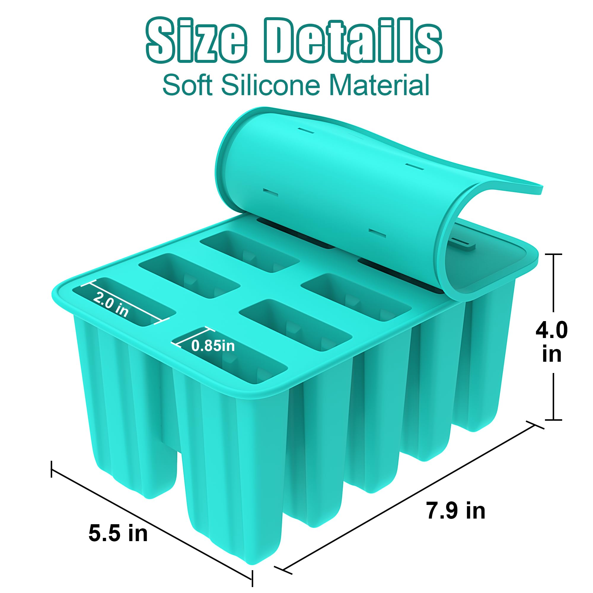 Ozera 10-Cavity Silicone Popsicle Molds for Homemade Ice Pops - Includes 50 Popsicle Sticks & 50 Storage Bags - Perfect for Summer Treats, Kids Snacks, and Healthy Frozen Desserts