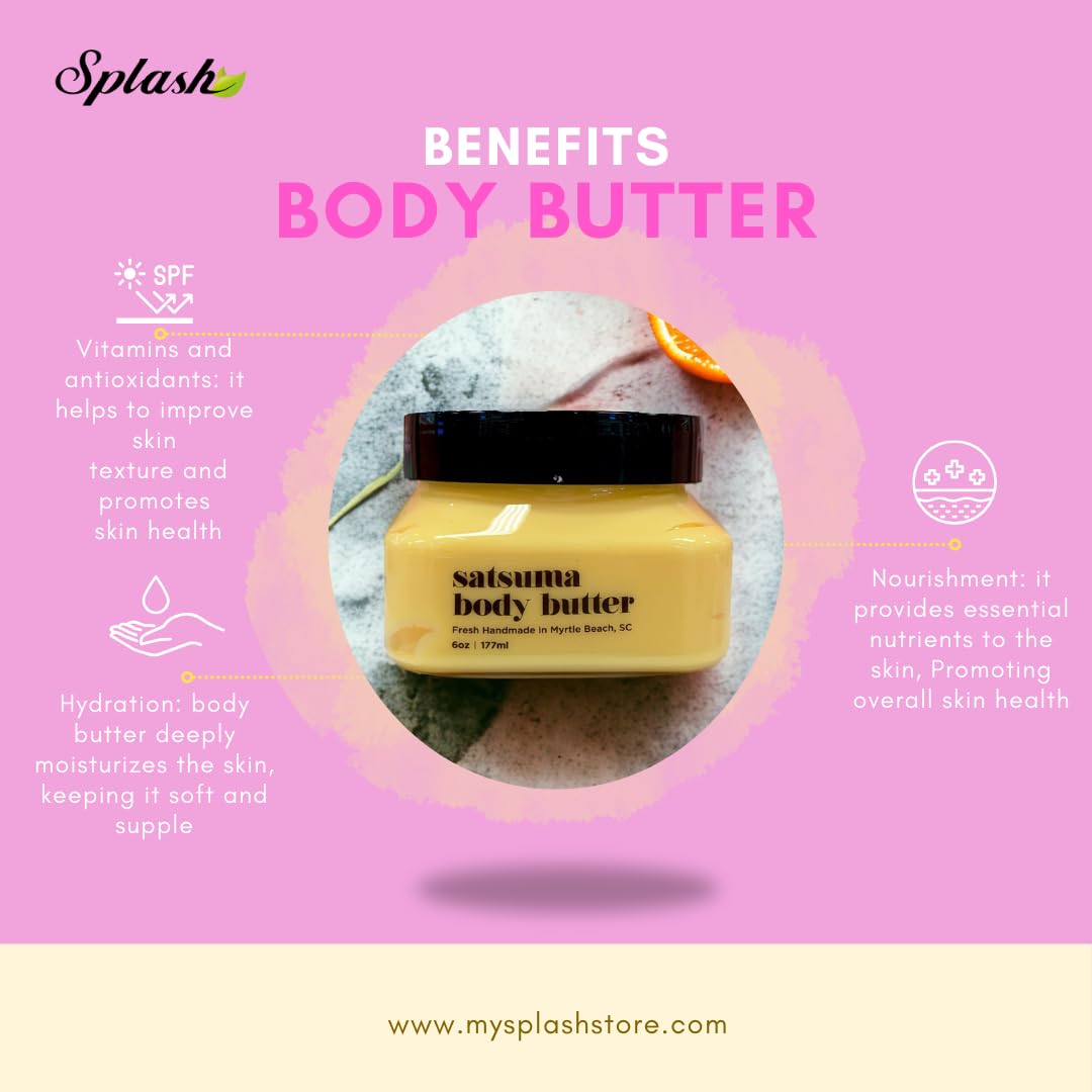 Organic Watermelon Splash Body Butter - 6 oz Hydrating Moisturizer for Dry Skin | Pack of 1 | Perfect for Summer Skincare & Post-Sun Care