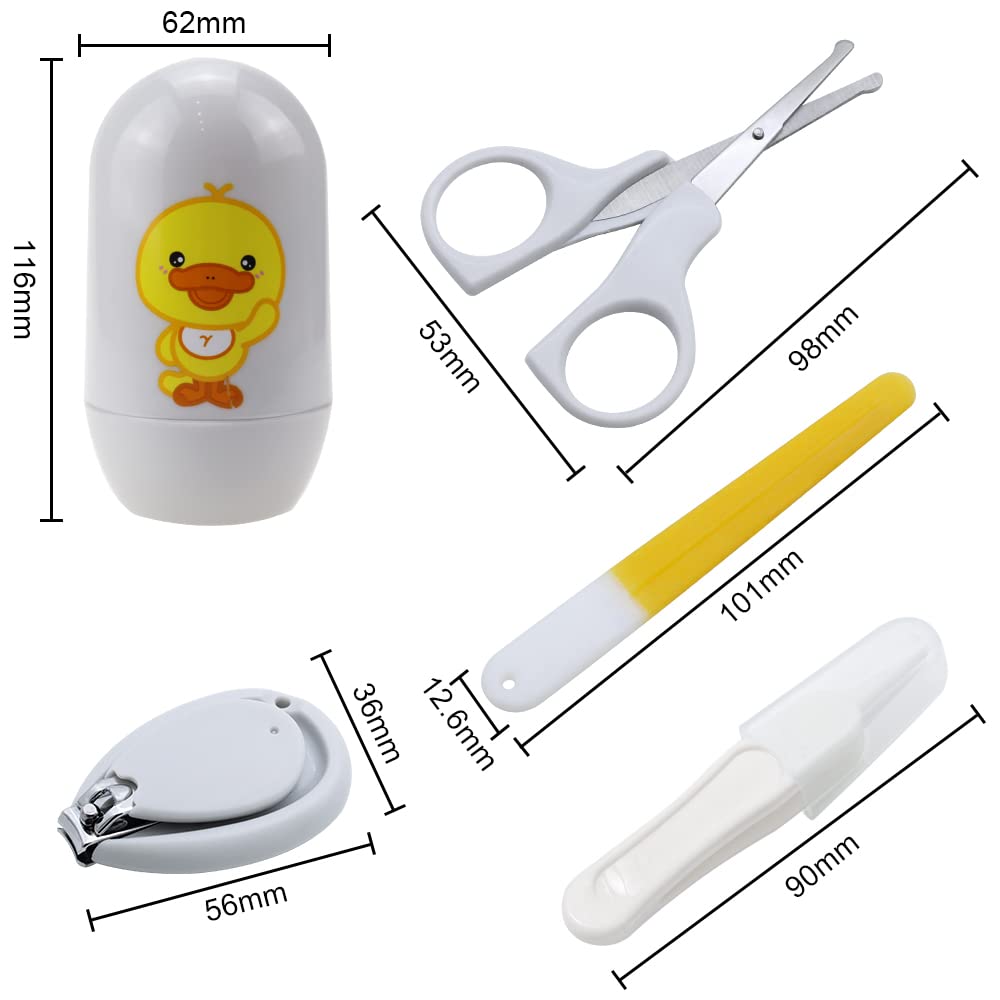 NewZC 4-in-1 Baby Manicure Kit with Safety Nail Clippers, Scissors, Nail File & Nasal Tweezers | Penguin Design Baby Nail Care Set for Newborns & Toddlers | Perfect for Travel, Home & Diaper Bag Essentials