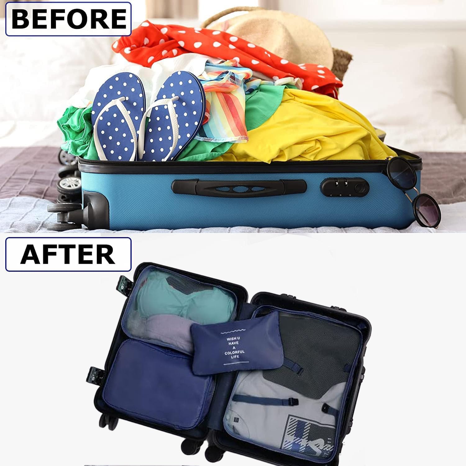 6-Pack Travel Packing Cubes - Suitcase Organizers for Clothes, Shoes & Toiletries | Perfect for Business Trips & Vacations