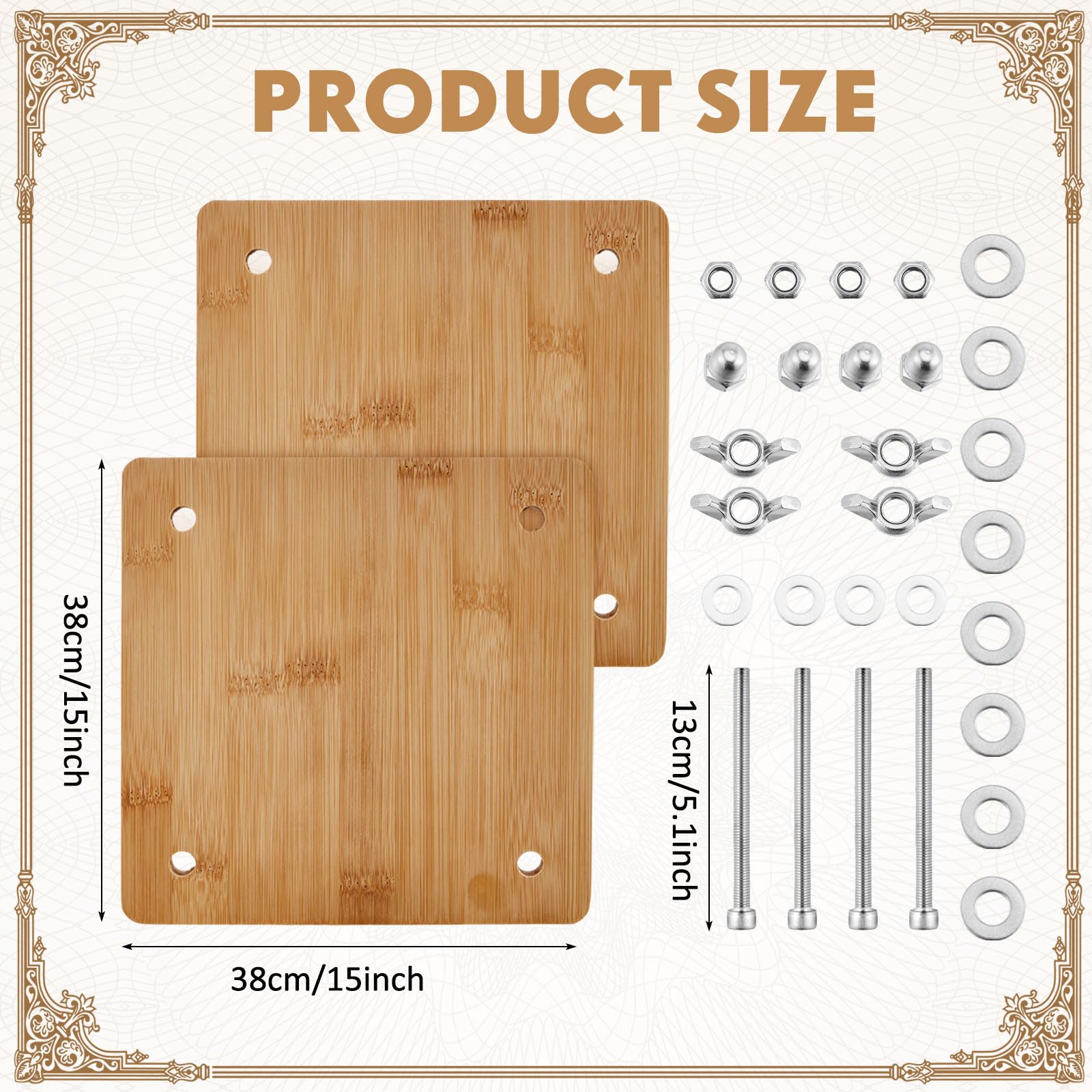 Premium Wooden & Bamboo Book Press Board - 15 x 15 Inch Handmade Bookbinding Press Machine for DIY Paper Craft, Scrapbooking & Journal Making - Perfect for Book Restoration, Art Projects & Stationery Workshops