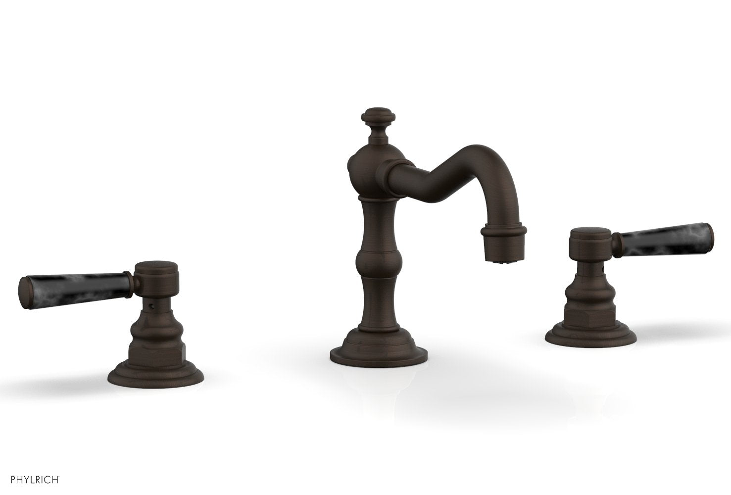 Premium HENRI Widespread Bathroom Faucet with Black Marble Lever Handles - Model 161-03 | Elegant Sink Faucet for Modern Bathroom Vanities & Powder Rooms