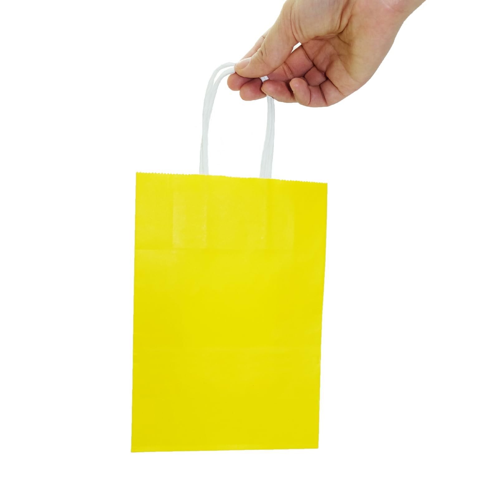 25-Pack Yellow Paper Gift Bags with Handles - 5.9x3.1x8.3 Inches Small Party Favor Bags for Birthday, Wedding, Retail & Festivals | Bulk Goodie Bags for DIY Crafts, Shopping & Business Use