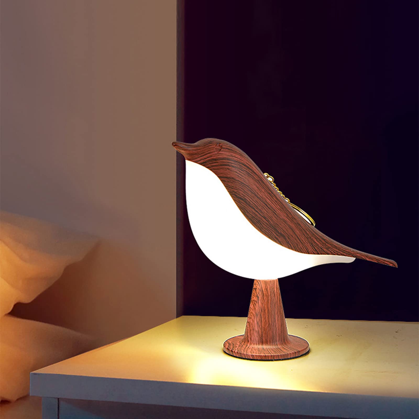 BestAlice Mahogany LED Table Lamp - 3-Way Dimmable Aroma Diffuser with USB Port, Modern Bird Night Light for Bedroom, Living Room & Home Office - Perfect for Relaxation, Reading & Aromatherapy