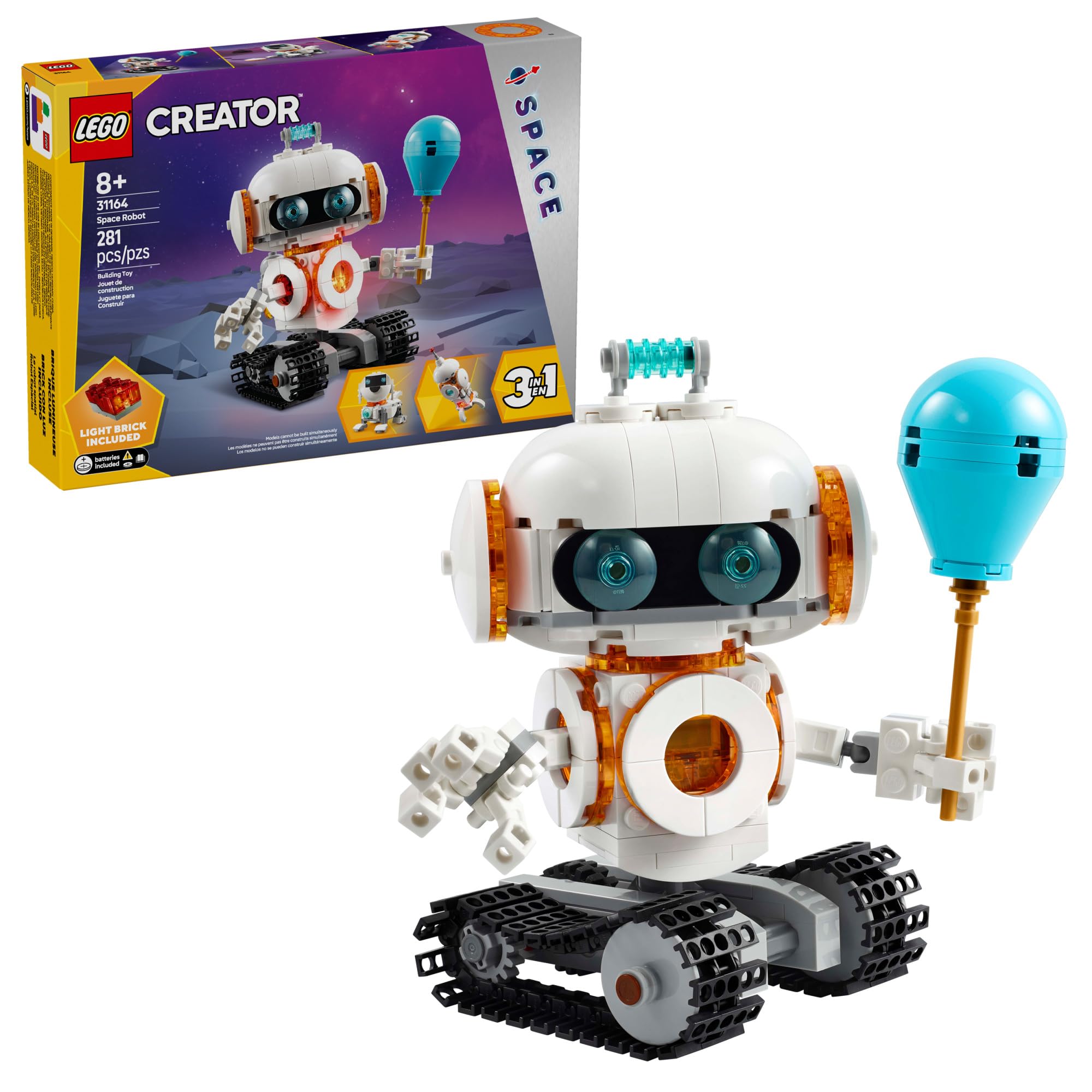 LEGO Creator 3-in-1 Space Robot Building Kit - Transformable Robot, Spaceship & Robot Dog STEM Toy for Kids Ages 8+ | Creative Play, Birthday Gifts & Educational Fun for Boys & Girls | Perfect for Space-Themed Parties & STEM Learning Activities