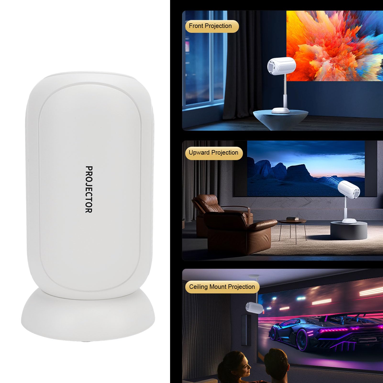 6K Smart Projector with WiFi & HDMI - Full HD Home Theater Projector for Indoor & Outdoor Movies - Compatible with Netflix, YouTube (UK Plug) - Perfect for Backyard Cinema, Gaming & Streaming