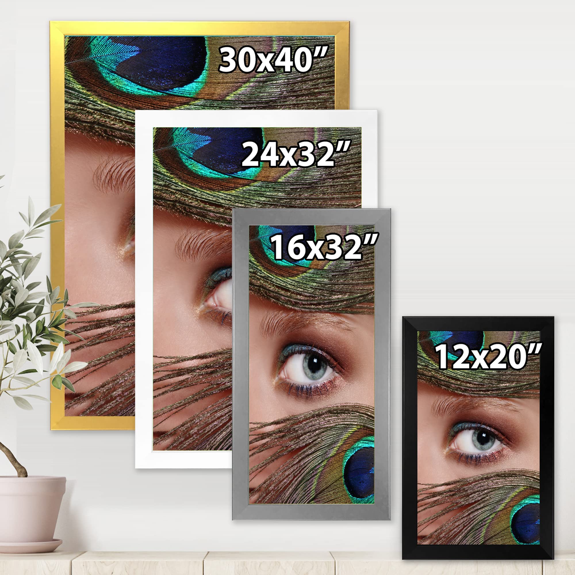 Bohemian Peacock Feather Wall Art - Handmade Framed Decor for Living Room, Bedroom & Office | Eye Design Eclectic Home Decor