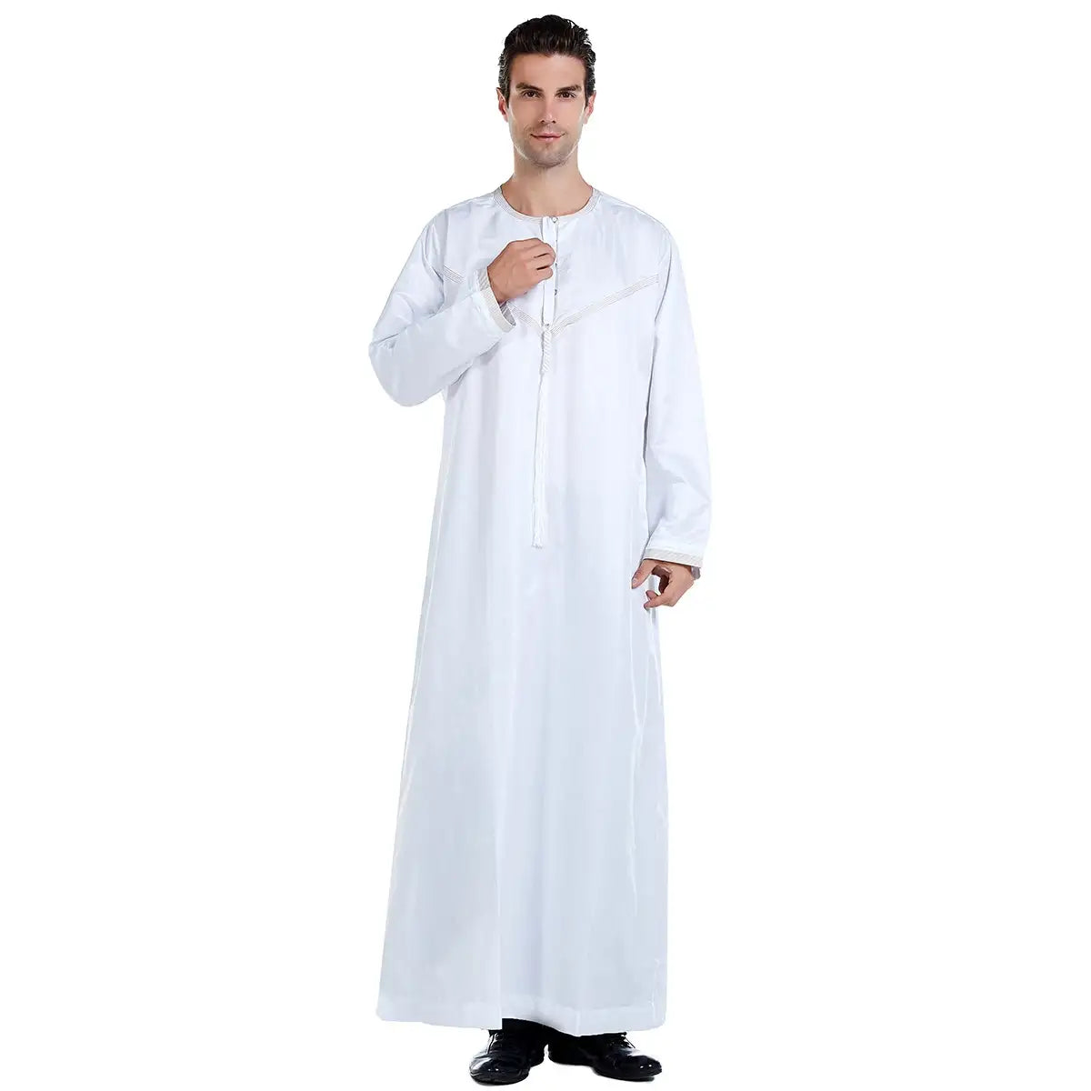 Premium White Thobe Robe for Men - Traditional Arab Middle Eastern Clothing - Perfect for Eid, Weddings & Special Occasions