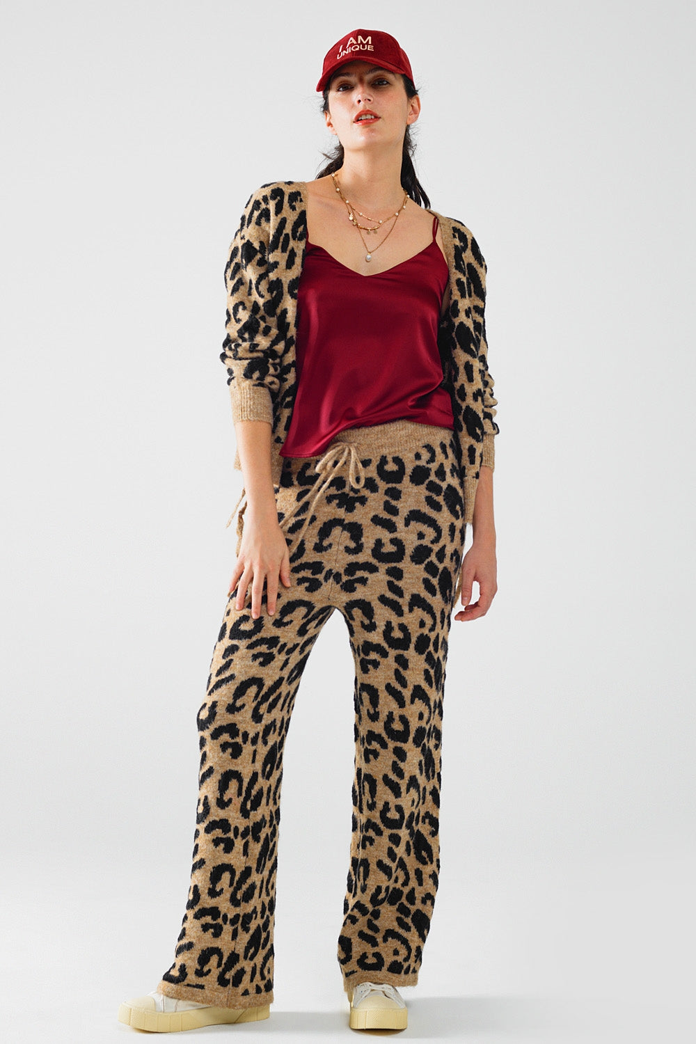 Leopard Print Long Sleeve Cardigan with Knot Detail - Stylish Women's Knit Sweater for Casual Outfits & Fall Layering