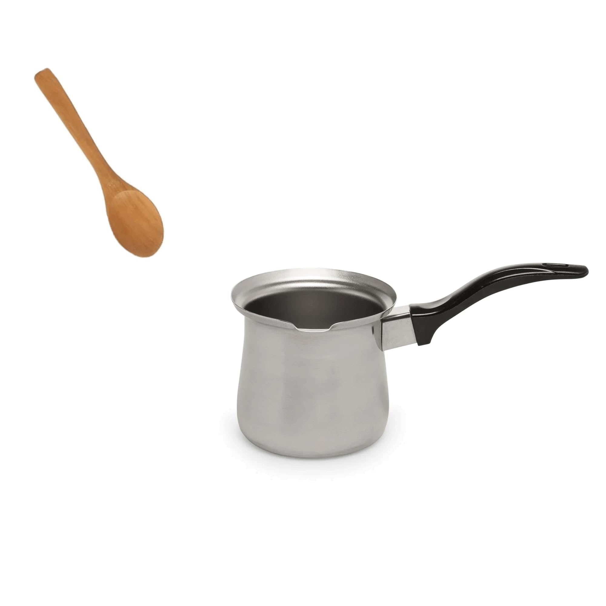 Premium Turkish Coffee Pot - Cezve Briki for Greek & Arabic Coffee, Sauce Maker & Milk Butter Warmer with Wooden Spoon - Perfect for Home Brewing, Gifts & Traditional Coffee Ceremonies