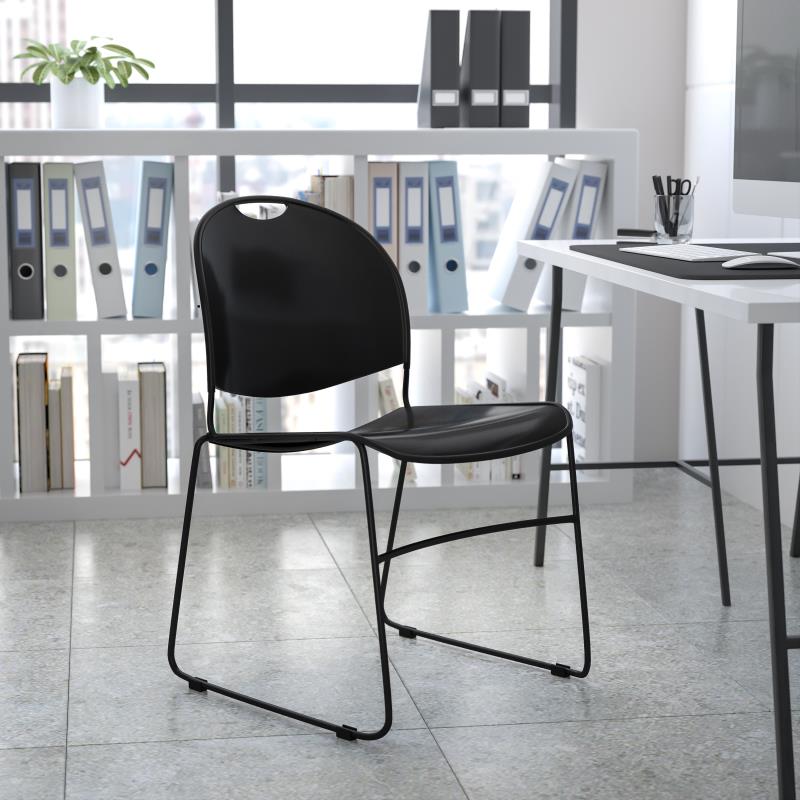 FLASH HERCULES Series 880 lb Capacity Burgundy Stackable Chairs - Ultra Compact Folding Chairs with Black Powder Coated Metal Frame - Perfect for Events, Weddings, Banquets & Home Use