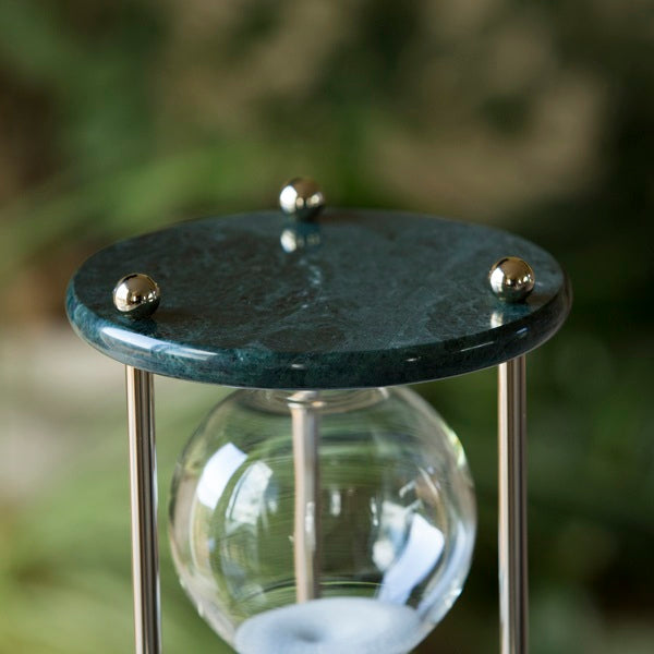 60 Minute Black Marble Hourglass with Chrome/Brass Stand - Elegant Desk Decor for Office, Home & Meditation Timer