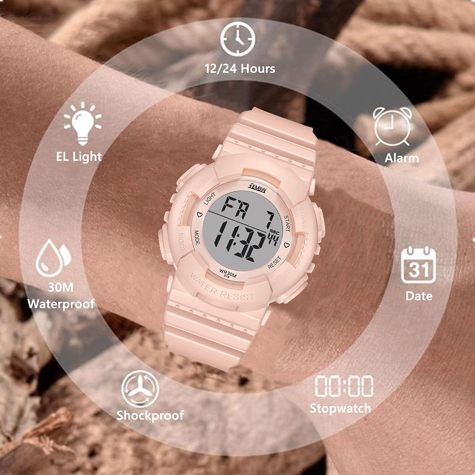 Kids Digital Sports Watch - 7-Color Backlight, Alarm, Stopwatch | Waterproof for Swimming & Outdoor Activities