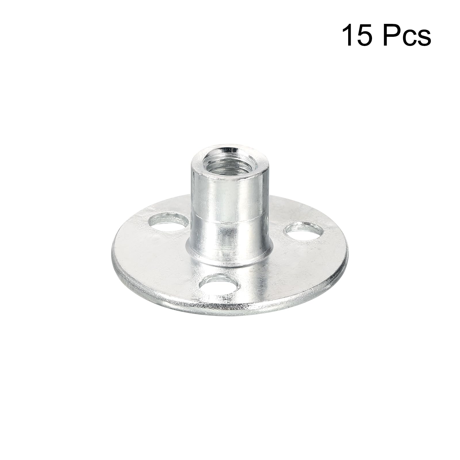 uxcell M8 Brad Hole Tee Nut - 15pcs Carbon Steel Round Base Screw-in T-Nuts for Furniture Hardware, Flange Female Thread Insert Nuts - Perfect for DIY Furniture Assembly, Woodworking Projects, and Cabinet Making