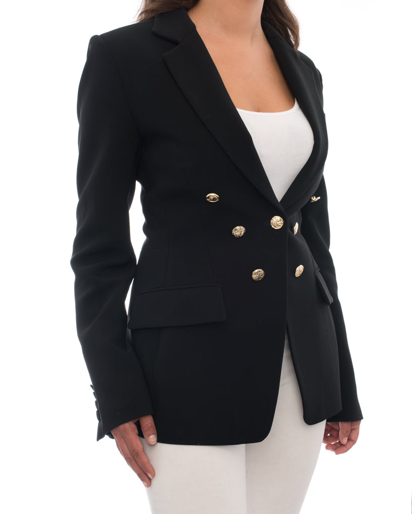 Altuzarra Ward Black Blazer with Gold Fox Buttons - Women's Elegant Formal Jacket for Office, Business Meetings & Special Occasions
