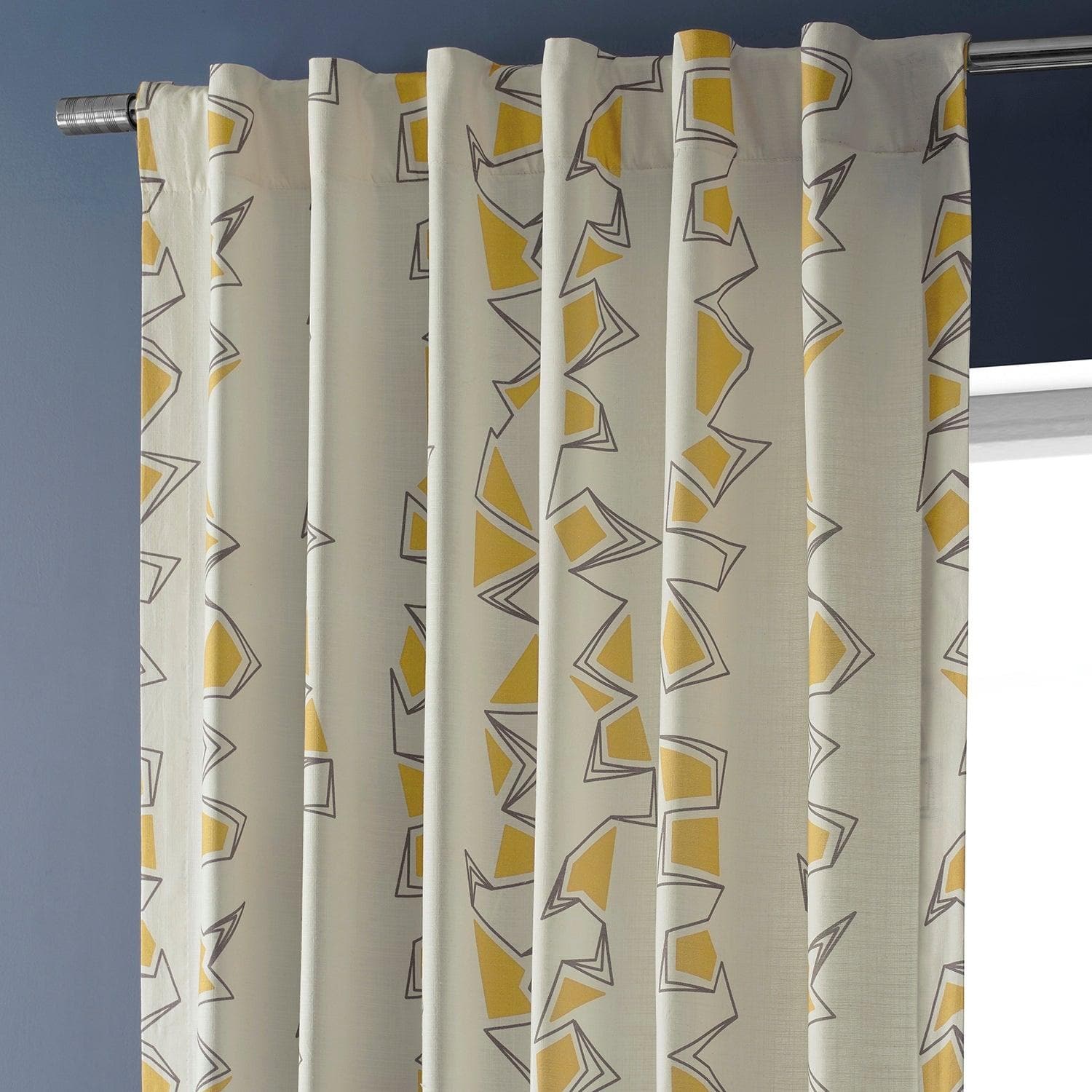 Rock & Roll Marigold Abstract Textured Printed Cotton Curtains for Living Room & Bedroom - Boho Chic Window Treatments for Home Decor
