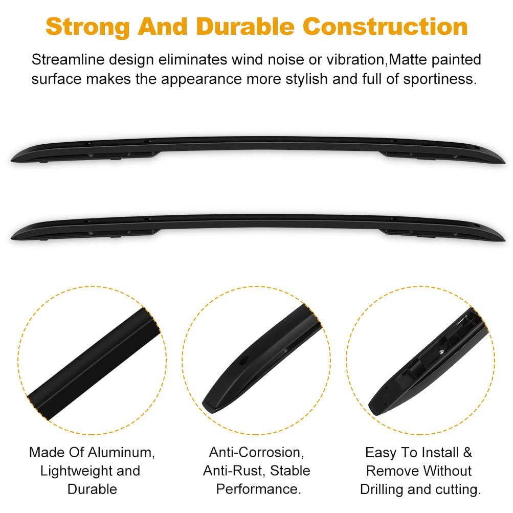 ROADFAR Black Aluminum Roof Rack Side Rails - Heavy Duty Luggage Carrier for 2015-2020 Jeep Renegade SUV | Perfect for Camping, Road Trips & Outdoor Adventures