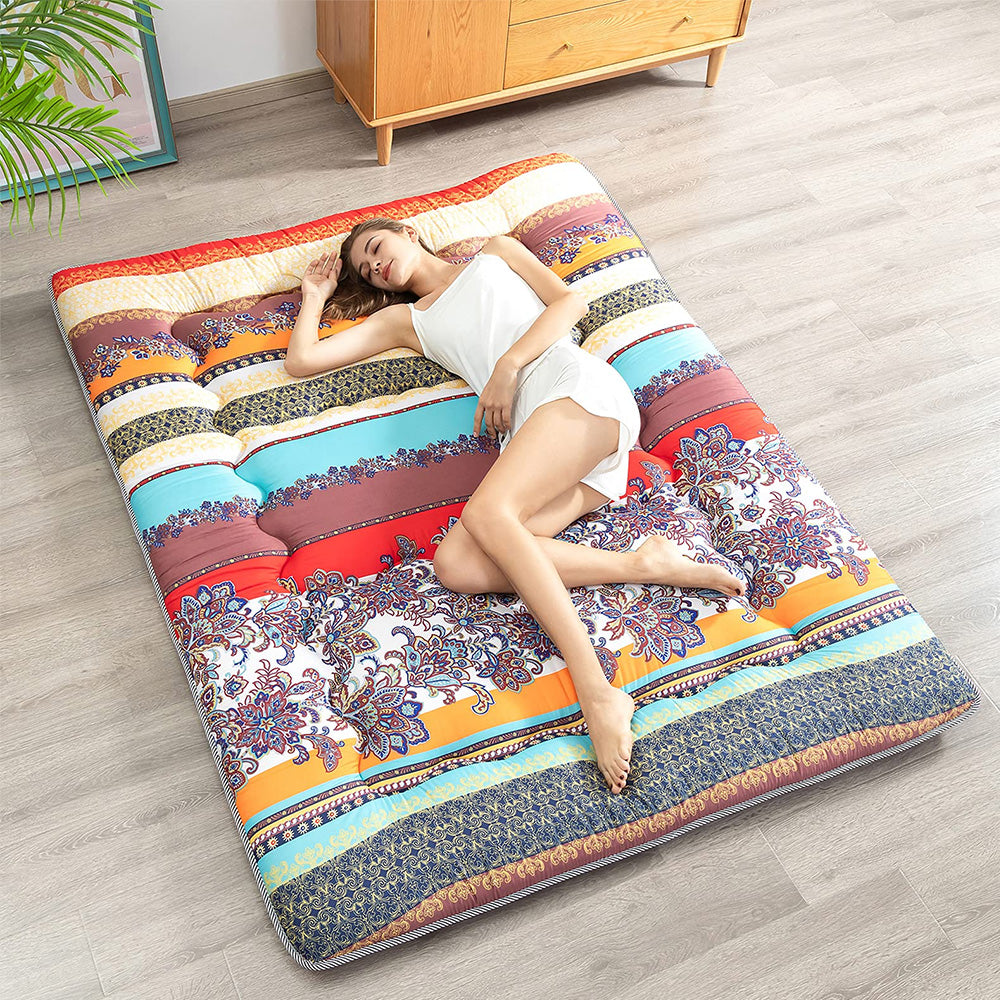MAXYOYO Japanese Bohemian Style Floor Futon Mattress - Comfortable & Portable for Guest Beds, Camping, Yoga & Meditation | Eco-Friendly Home Decor