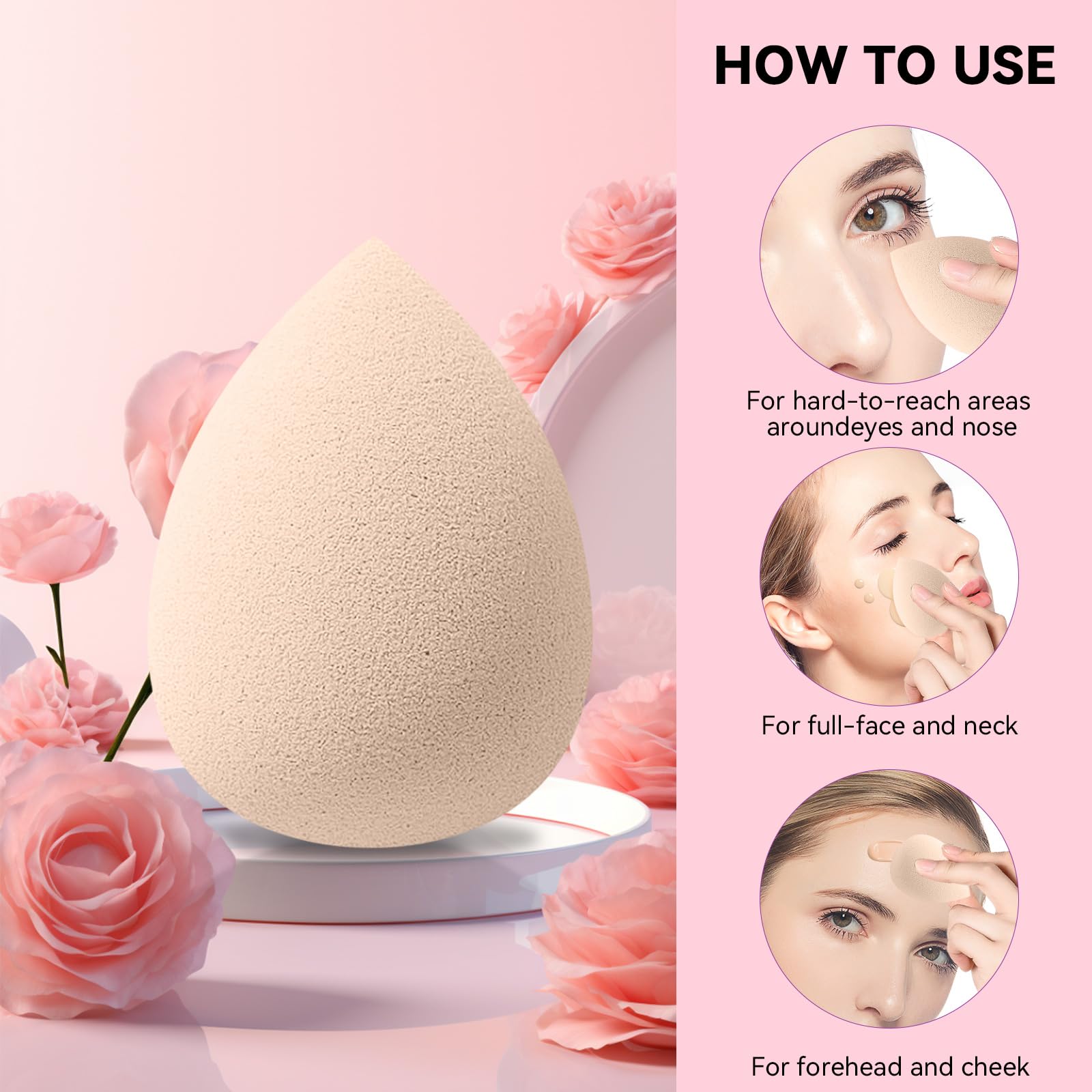 6 PCS Makeup Sponges Set - Latex Free Beauty Blending Sponge for Liquid, Cream & Powder Foundation - Super Soft Makeup Sponge for Flawless Application - Perfect for Daily Makeup & Professional Use