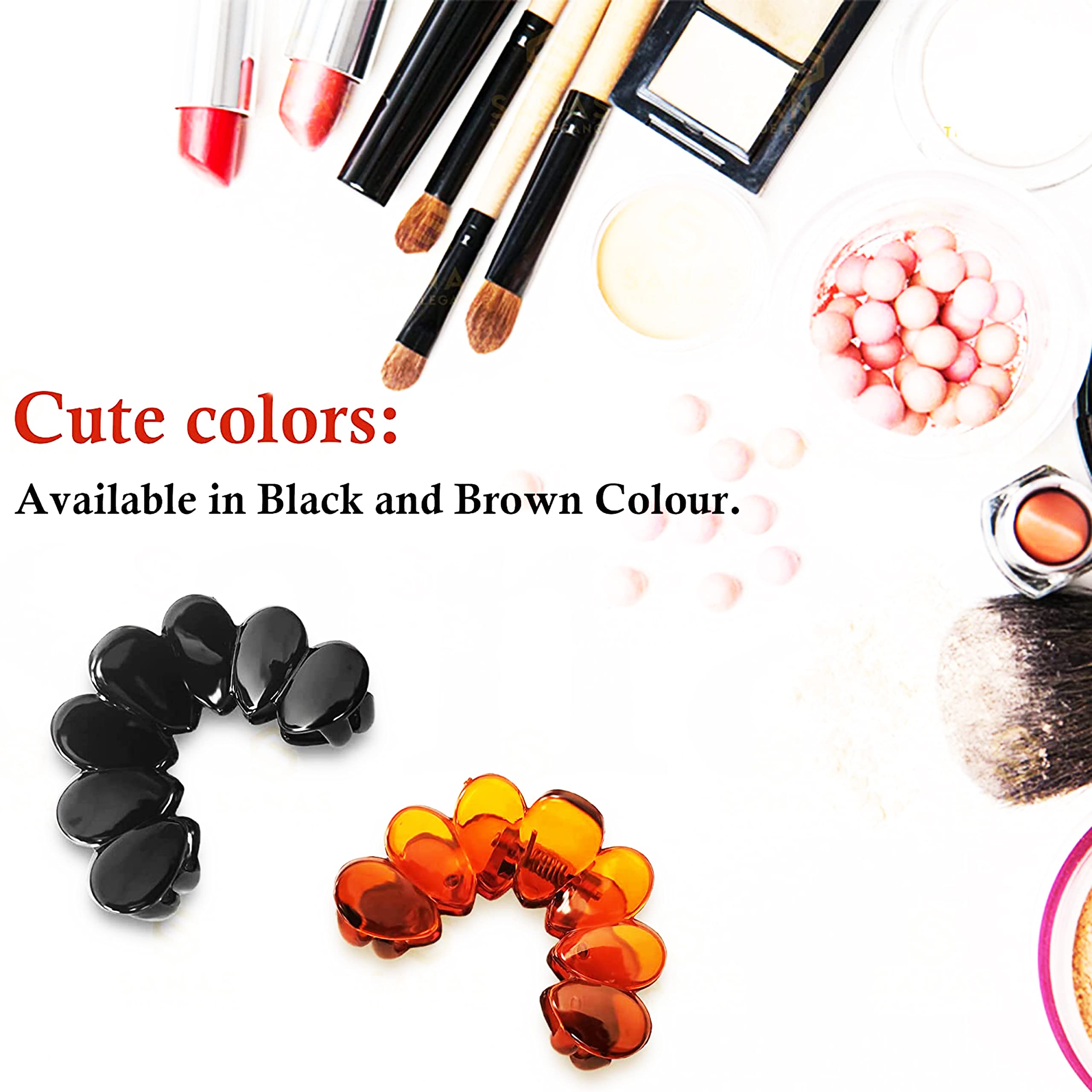 BIRDWARE Hair Clips for Women - 4Pcs Claw Clips & Butterfly Hair Accessories for Girls, Korean Style Fancy Clutch, Medium Hair Clips (Shell & Black) - Perfect for School, Work, Parties & Everyday Styling