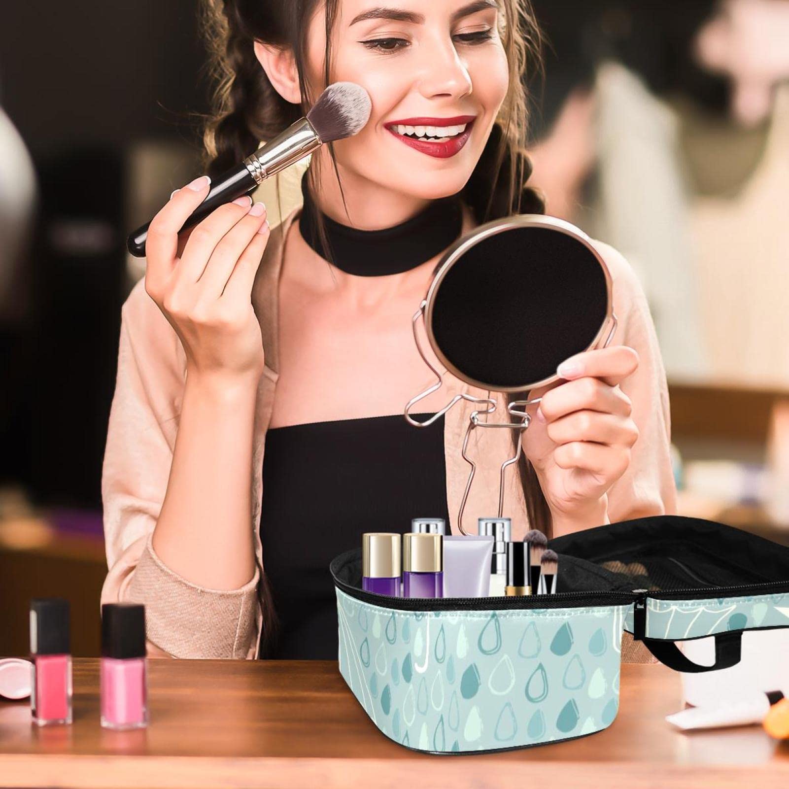 Waterproof Travel Makeup Bag Organizer - Portable Cosmetic Case for Women & Girls | Perfect for Rainy Days, Toiletries Storage & On-the-Go Beauty Essentials