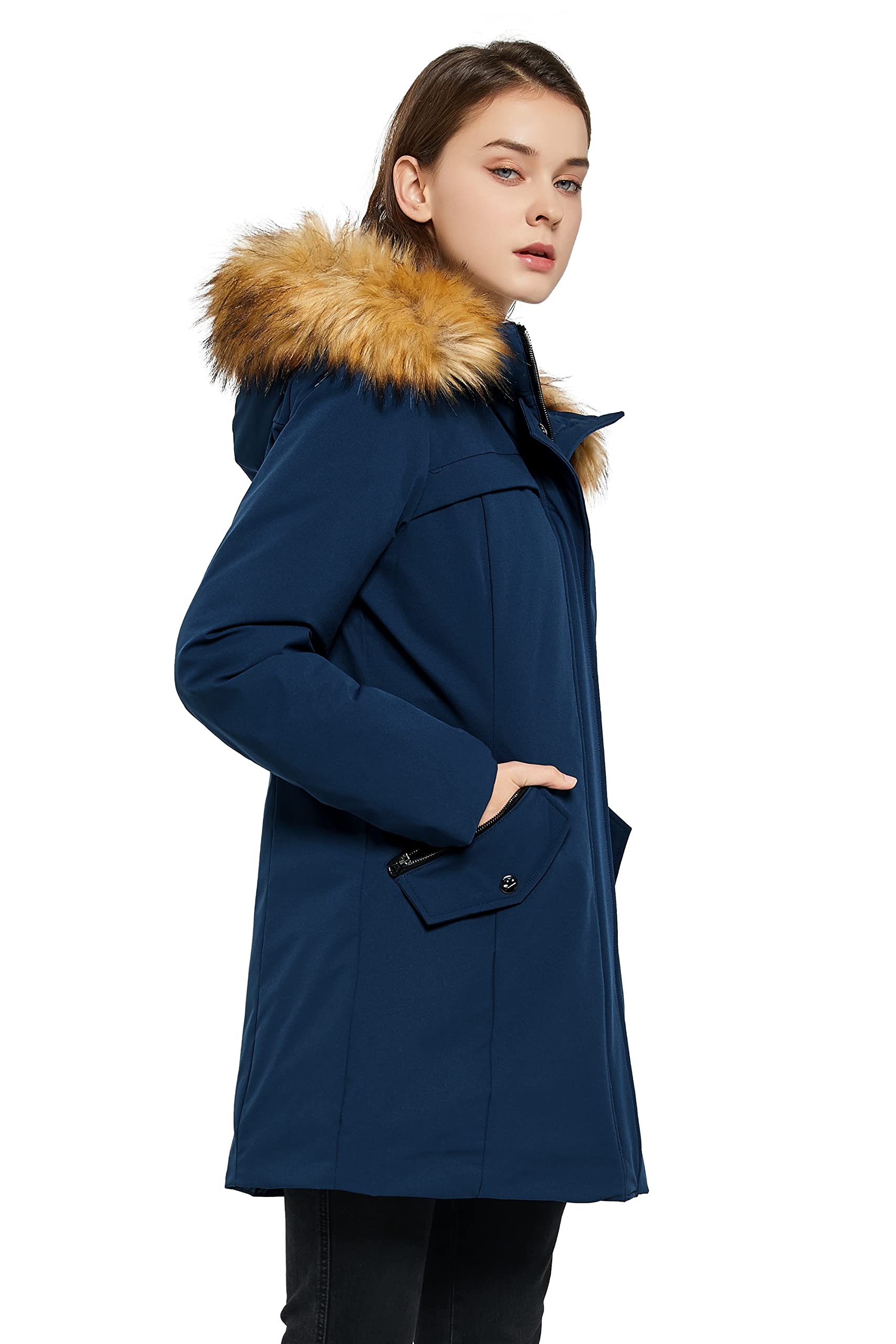 Orolay Women's Thick Warm Down Jacket with Removable Hood - Lightweight Winter Coat for Cold Weather - Perfect for Outdoor Activities, Skiing, and Daily Commute
