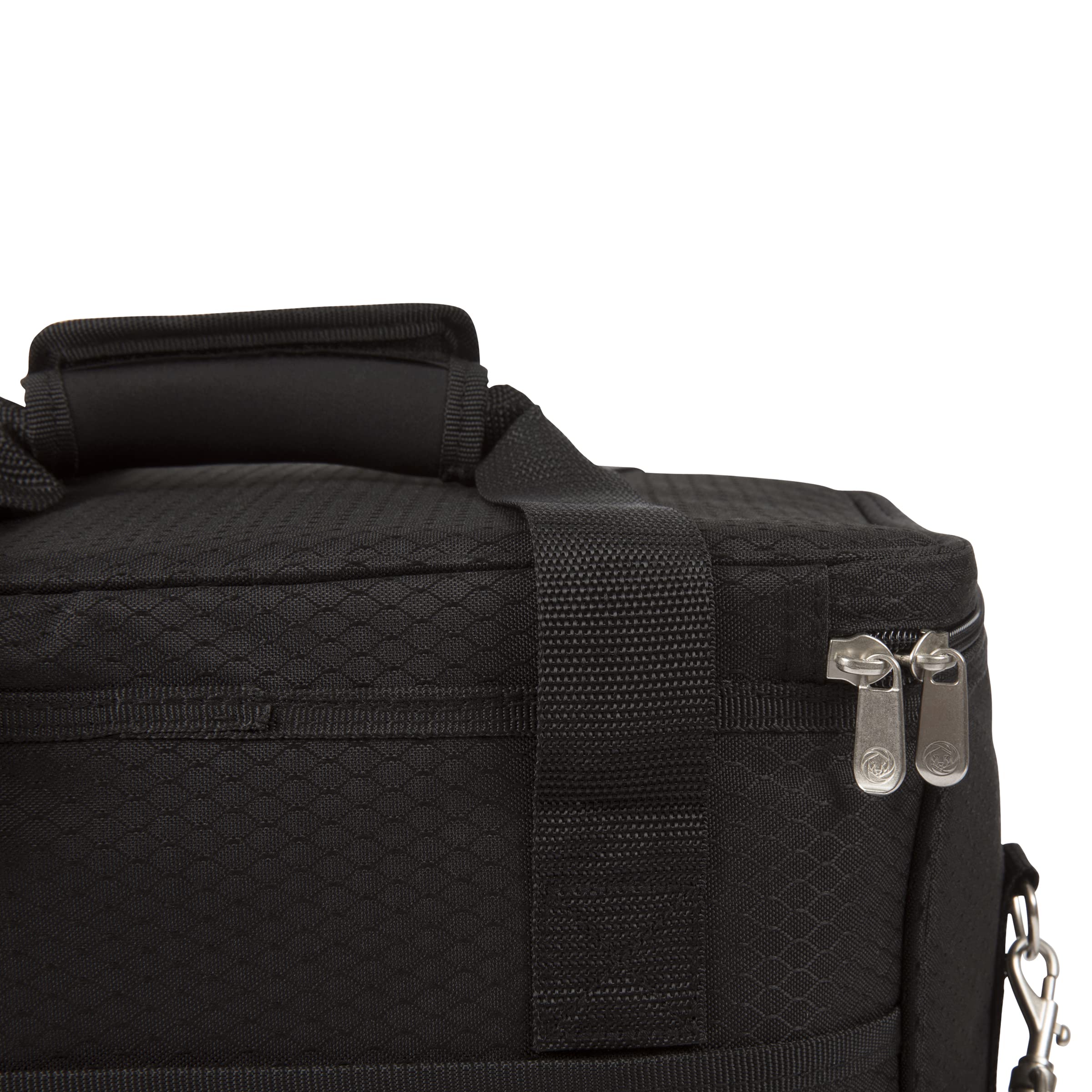 PICNIC TIME Cellar 6-Bottle Insulated Wine Carrier & Cooler Tote - Portable Water-Resistant Travel Cooler Bag for Picnics, Beach, Camping & Outdoor Events (Black with Gray Accents)