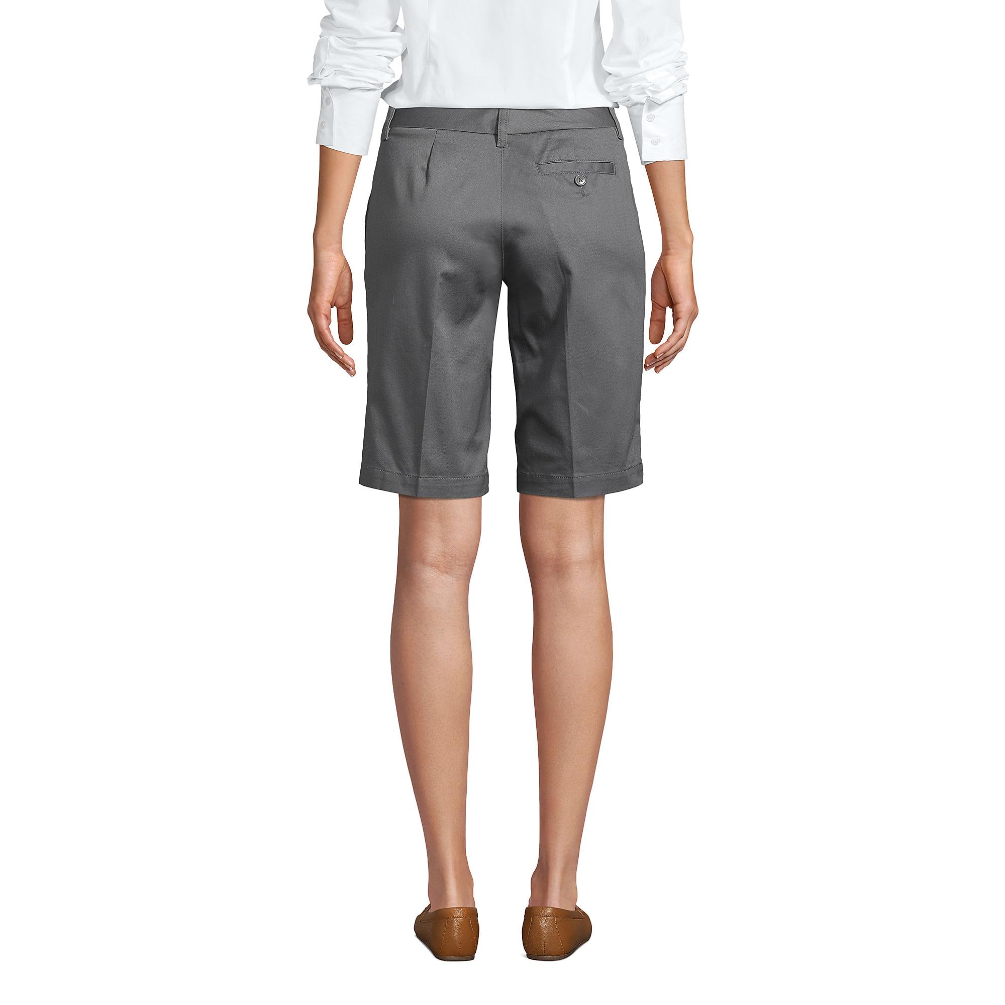 Lands' End School Uniform Chino Shorts for Young Women - Comfortable Plain Front Blend Shorts for School, Work & Casual Wear