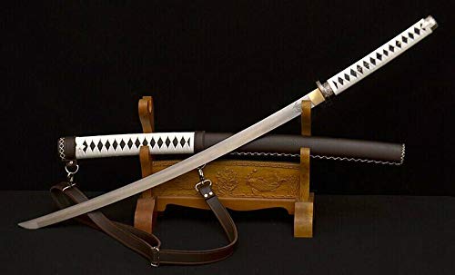 Walking Dead Michonne's Katana Sword - Authentic Damascus Folded Steel Blade for Zombie Apocalypse Survival & Cosplay