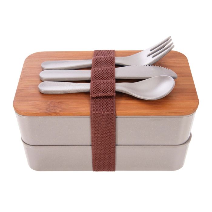 Eco-Friendly Wheat Straw Bento Box with Cutlery Set | Reusable Lunch Container for Adults & Kids | Perfect for School, Office, Picnics & Travel