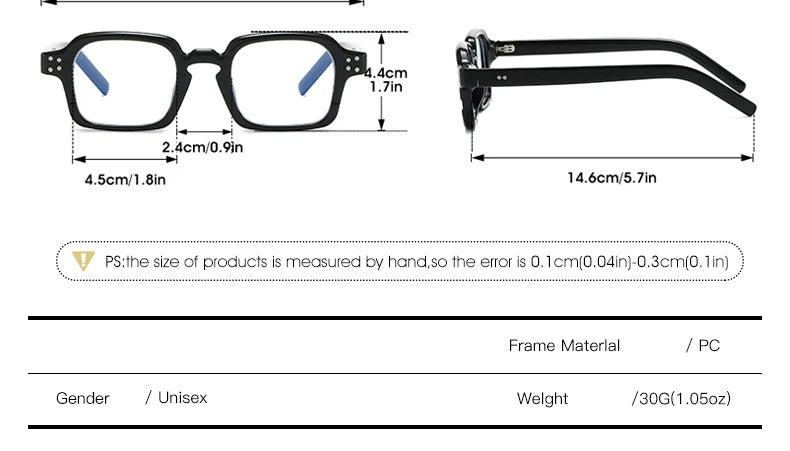 CCspace Women's Full Rim Square Polycarbonate Reading Glasses R57197 - Lightweight Blue Light Blocking Readers for Computer Work, Reading & Office Use