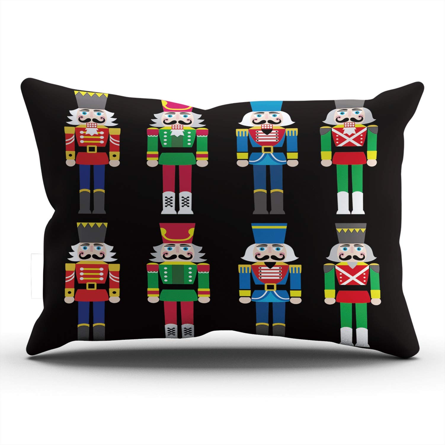 Christmas Nutcracker Soldier Throw Pillow Cover - 20x36 Inches King Size, Hidden Zipper, Single-Sided Print - Perfect for Holiday Decor, Sofa & Bedroom Accent