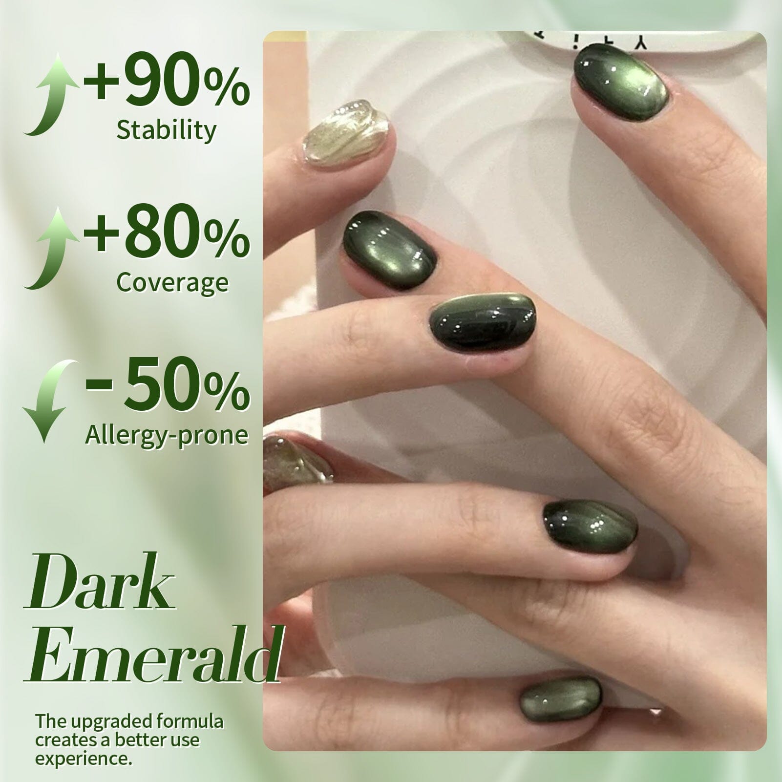 Green Cat Magnetic Gel Polish MY41 Dark Emerald 10ml - Professional Nail Art Gel for Salon & Home Manicure - Perfect for Holidays, Parties & Special Occasions