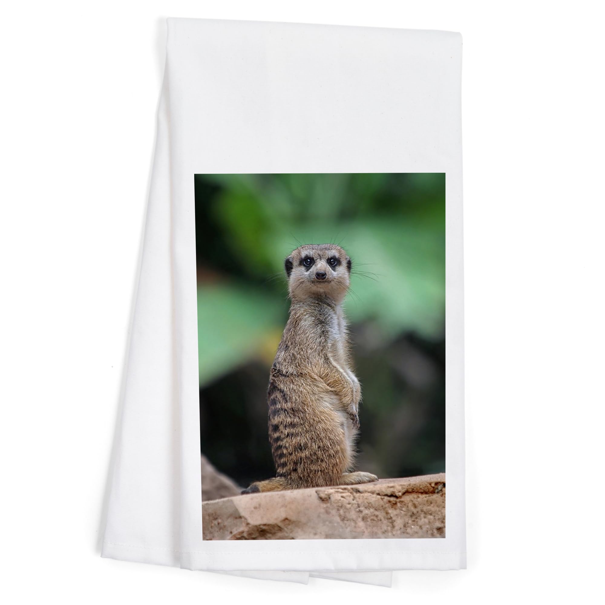 Lantern Press Meerkat on a Rock - 100% Cotton Tea Towel & Decorative Hand Towel for Kitchen, Bathroom, and Home Decor | Perfect for Dish Drying, Gift Giving, and Farmhouse Style Decor