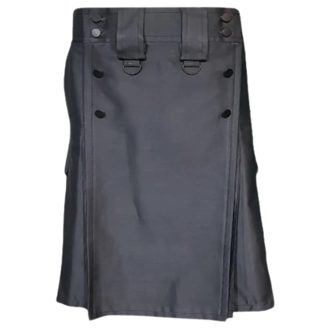 Men's Black Tactical Utility Kilt with Front Pockets - Durable Outdoor Kilt for Hiking, Camping & Airsoft | Adjustable Waist for Comfort