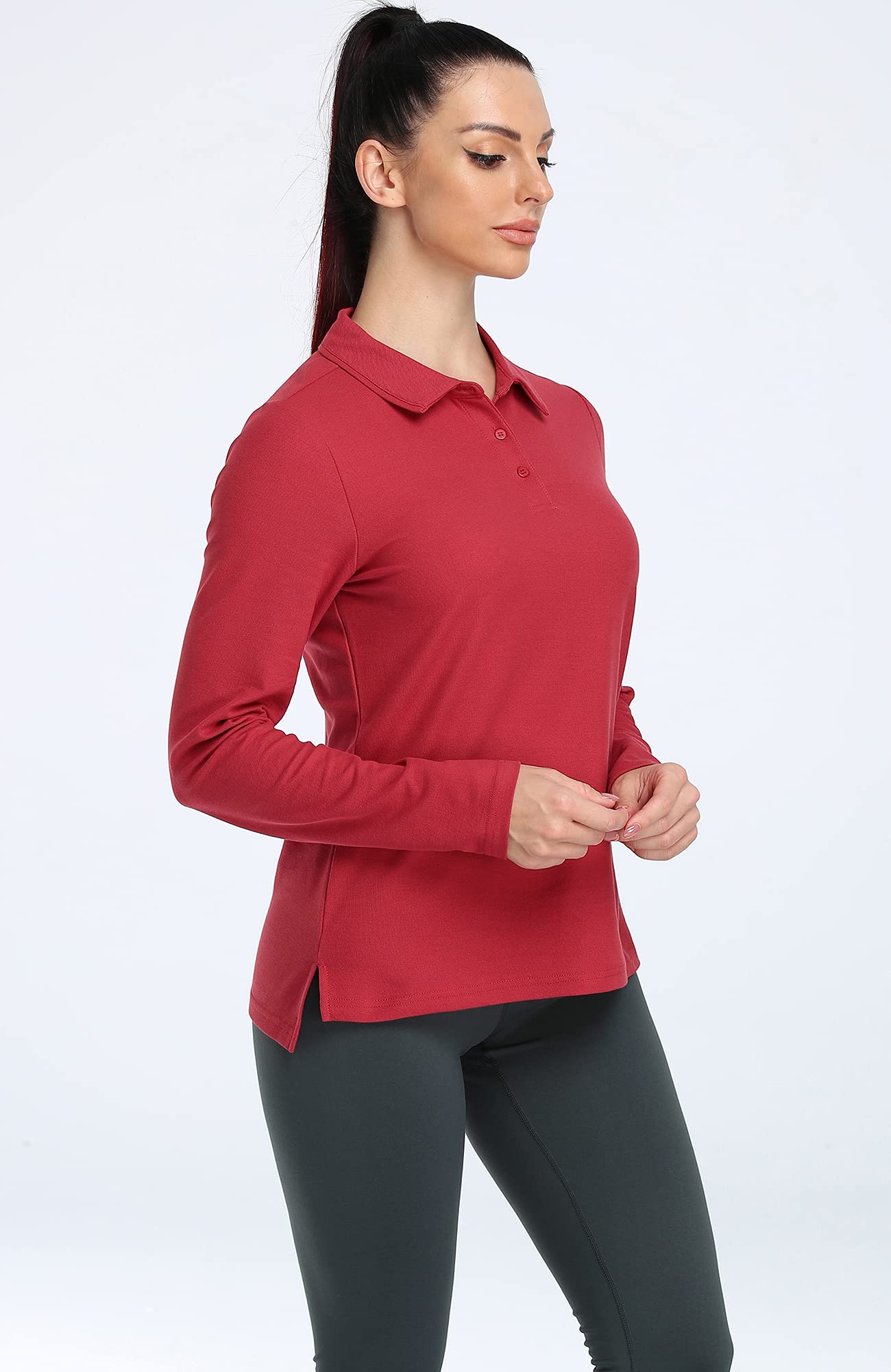 ICY ZONE Women's Golf Polo Shirts - Long Sleeve Collared Athletic Tops for Tennis, Workout & Sports | Breathable Moisture-Wicking Performance Shirt for Golfing, Gym & Outdoor Activities