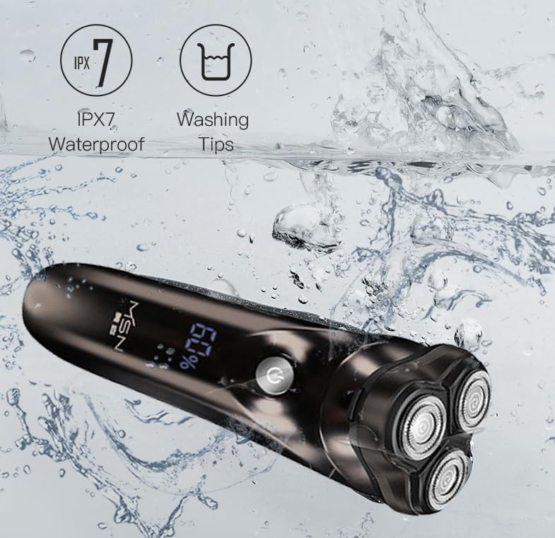 Professional Electric Head Shaver for Men - 3-in-1 Beard Trimmer & Shaving Machine with 3 Precision Cutter Heads - Perfect for Bald Head Shaving, Facial Hair Grooming & Travel Use