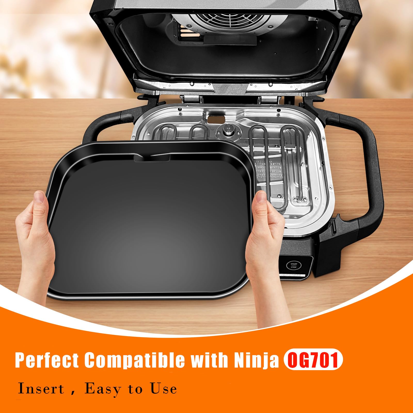 Cast Iron Griddle Plate for Ninja Woodfire Outdoor Grill OG700 Series - Ceramic Coated Flat Top Griddle Compatible with OG701 - Easy to Clean Grill Insert for Perfect Pancakes, Burgers & Steaks