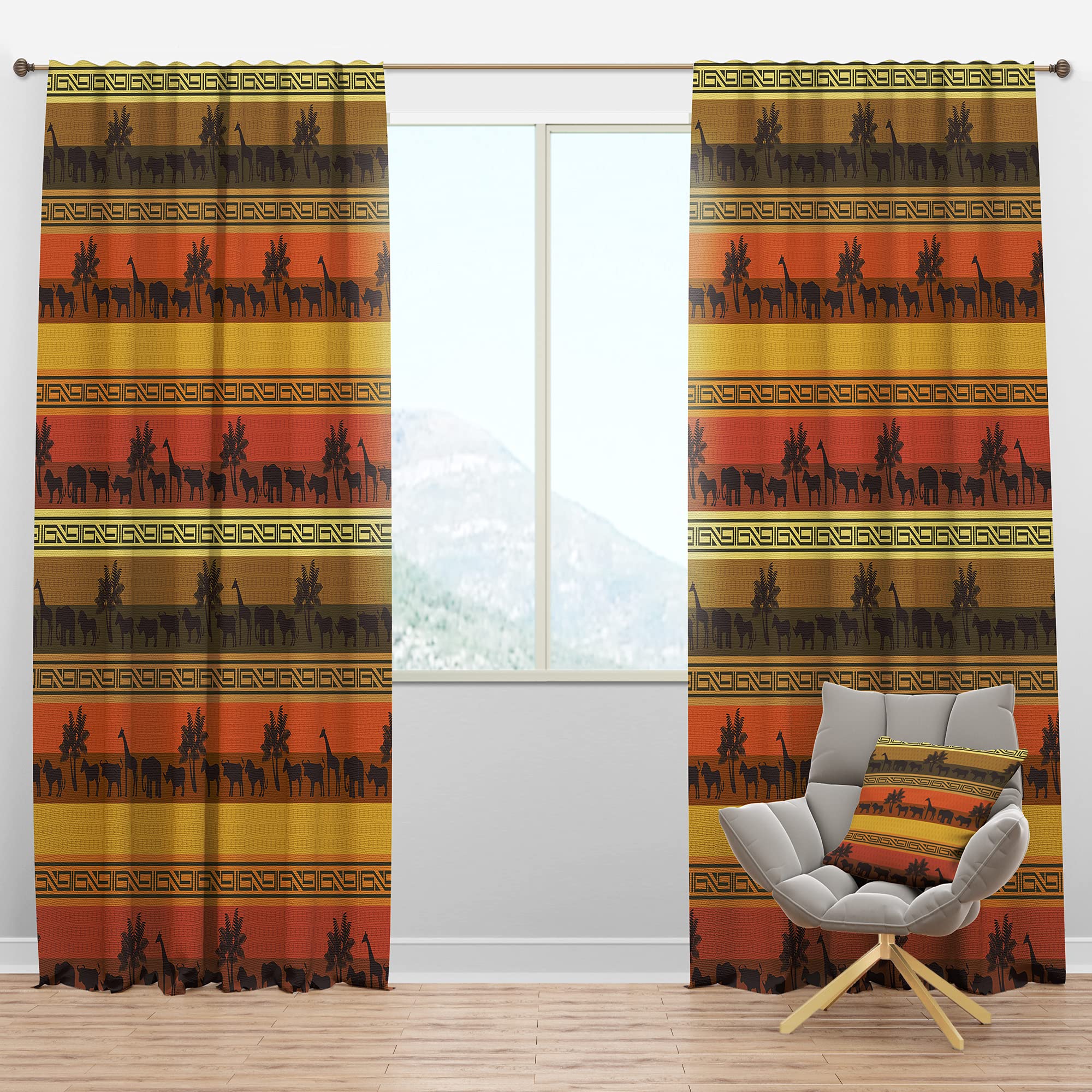 Blackout Curtains with African Wildlife & Ethnic Patterns - Thermal Insulated Bedroom & Living Room Drapes - 52x63 Single Panel for Better Sleep & Energy Efficiency