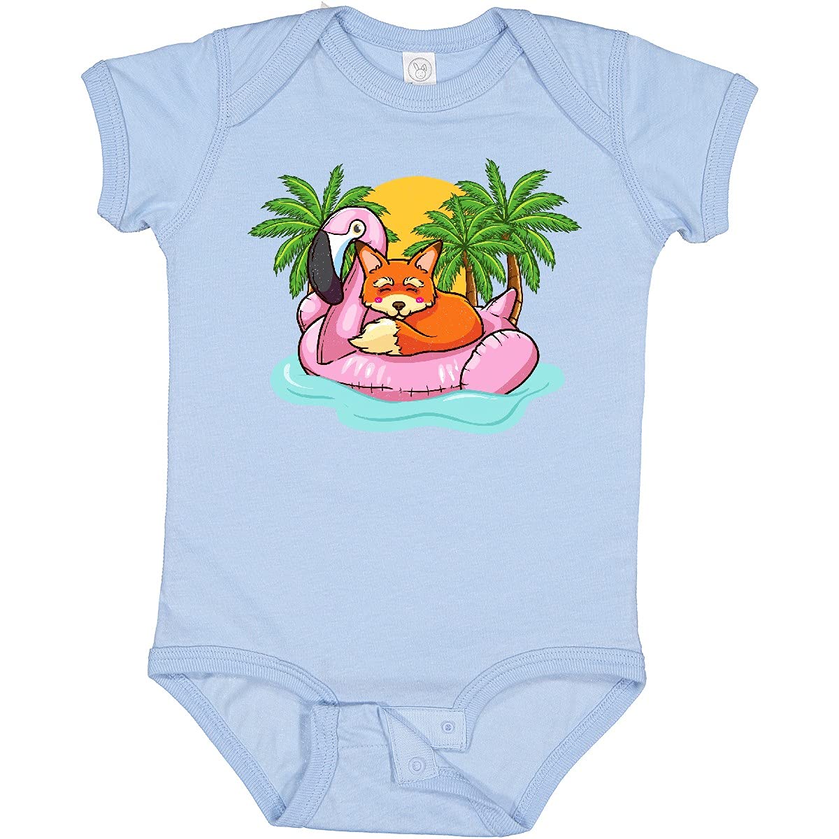Inktastic Fox Flamingo Tropical Beach Vacation Baby Bodysuit - Cute Animal Print Onesie for Boys & Girls - Perfect for Summer, Beach Trips & Family Photos