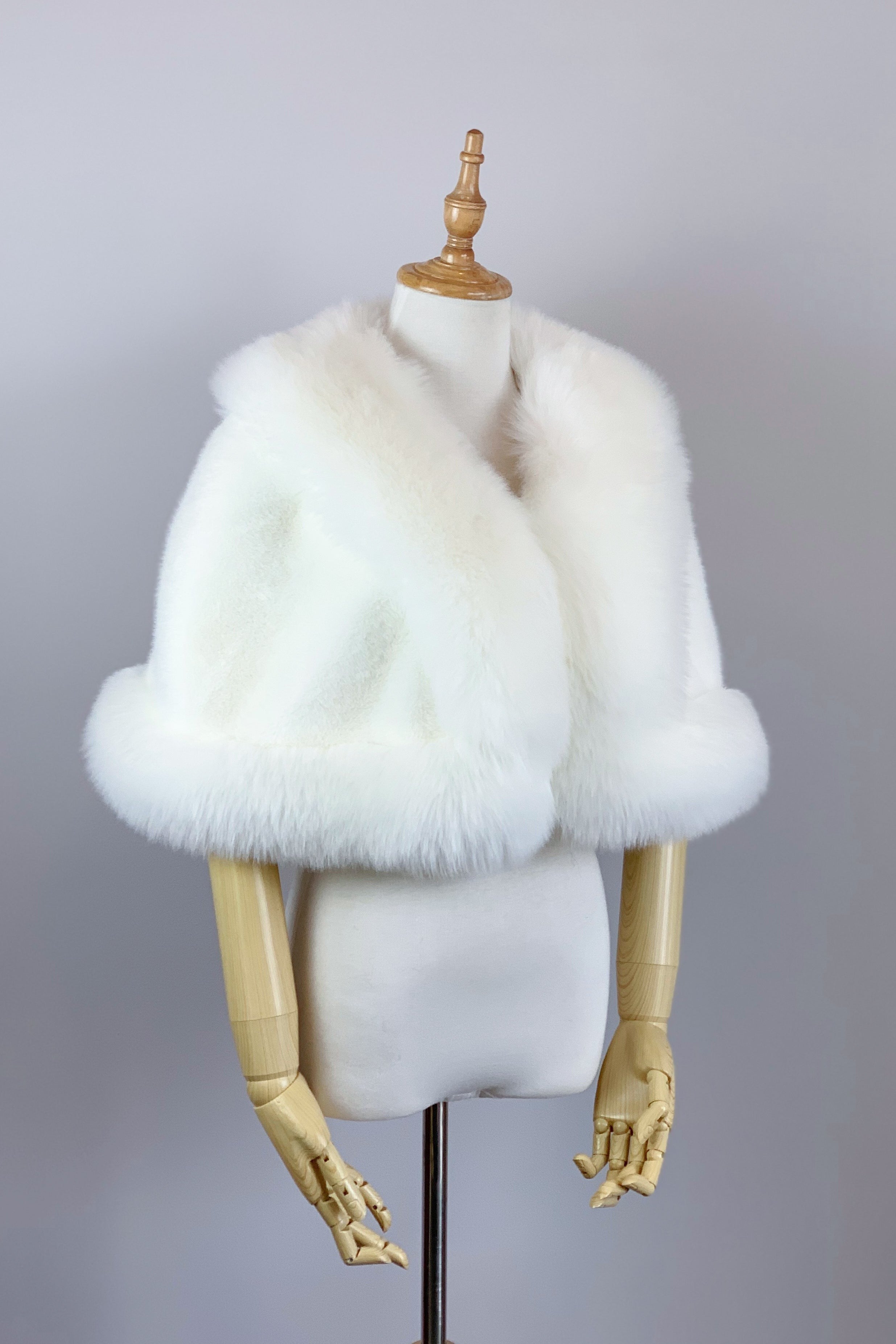 Ivory White Faux Fur Bridal Cape - Elegant Wedding Shawl for Bride (Georgina Wht01) | Perfect for Winter Weddings, Photo Shoots & Formal Events