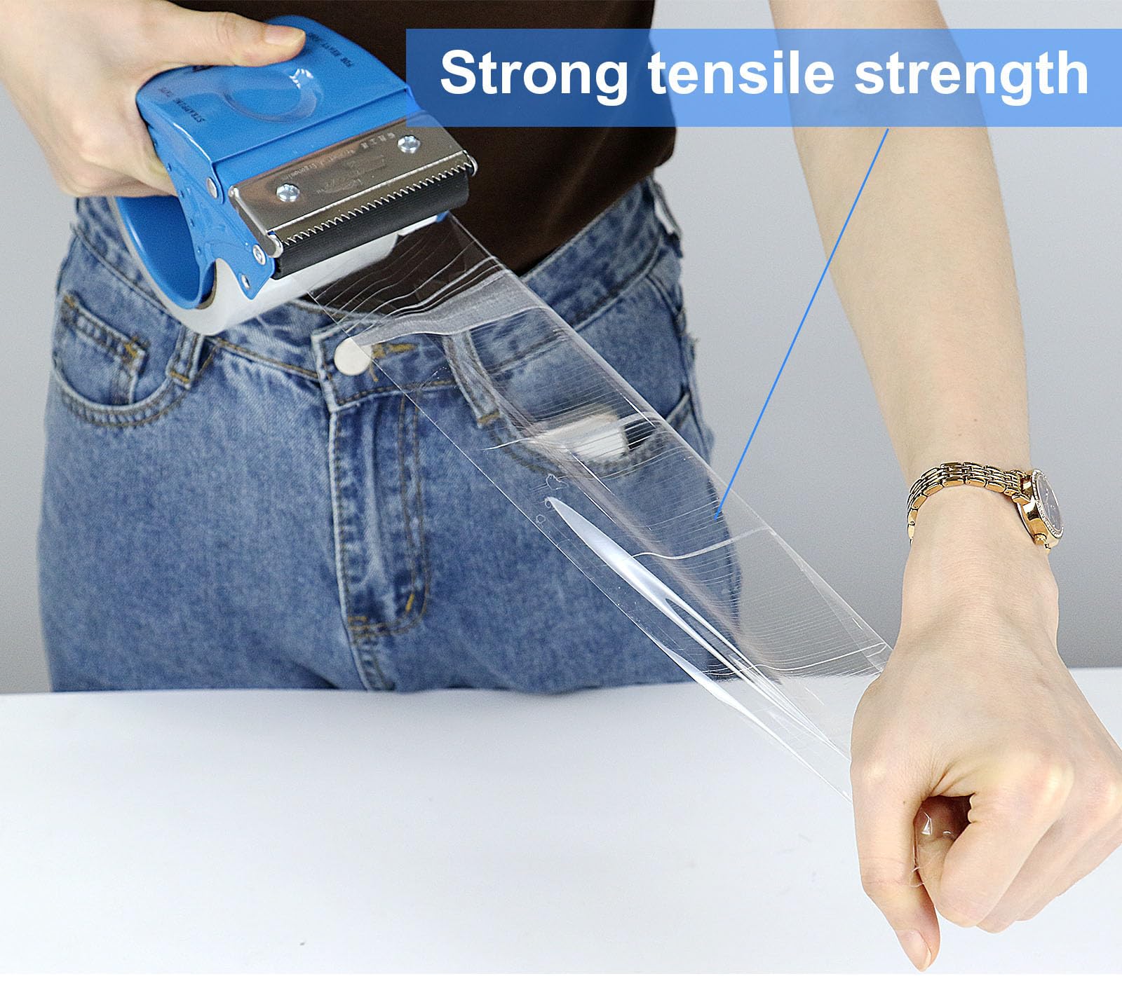 3 Inch Clear Heavy Duty Packing Tape with Dispenser - 2.4 Mil x 55 Yards Industrial Strength Shipping Tape for Moving, Mailing & Storage | Perfect for Box Sealing, Warehouse Packaging & E-commerce Shipping