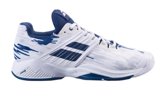 Babolat Propulse Fury All Court Men's Tennis Shoes - White & Blue | High-Performance Court Shoes for Men | Perfect for Tennis, Pickleball & Indoor Court Sports